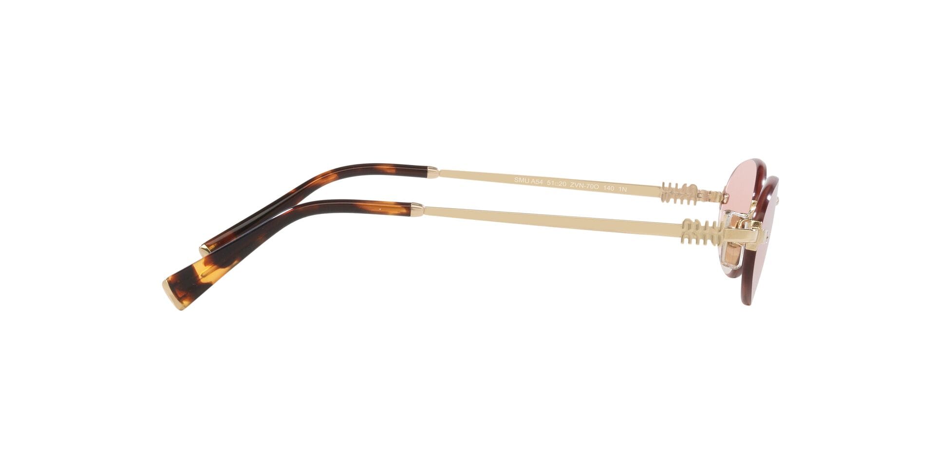 Miu Miu 0MUA54S Sunglass Gold Female RimLess Metal Sunglass — Gold frame — view 10