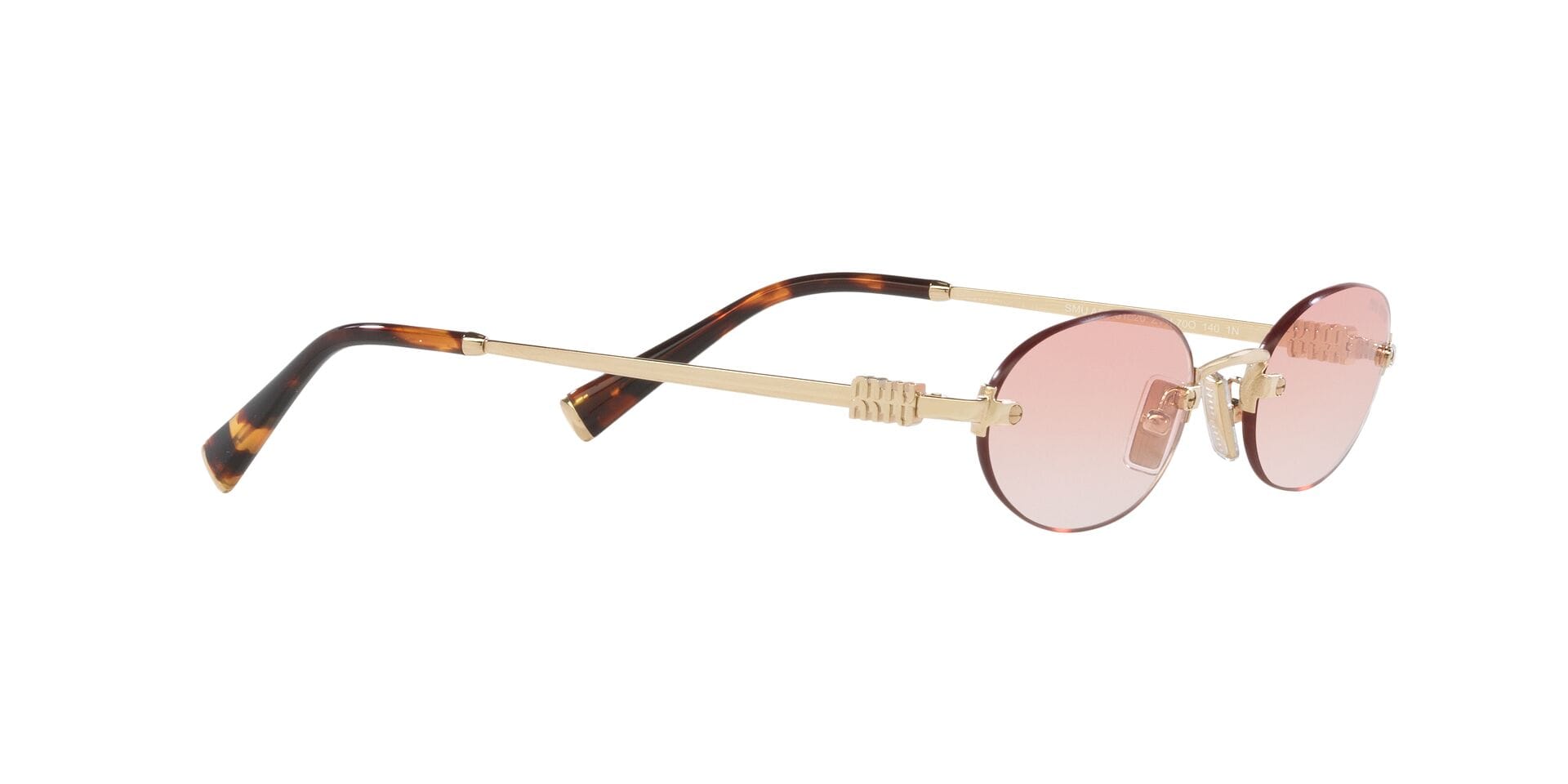 Miu Miu 0MUA54S Sunglass Gold Female RimLess Metal Sunglass — Gold frame — view 11