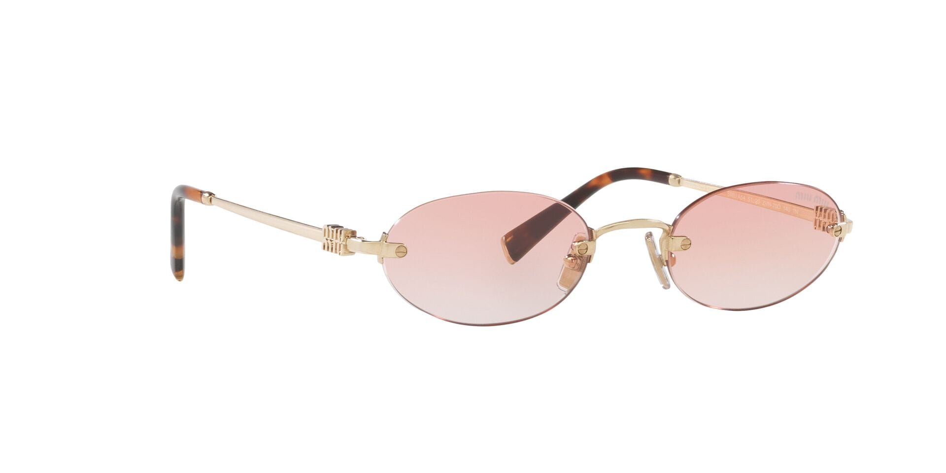 Miu Miu 0MUA54S Sunglass Gold Female RimLess Metal Sunglass — Gold frame — view 12