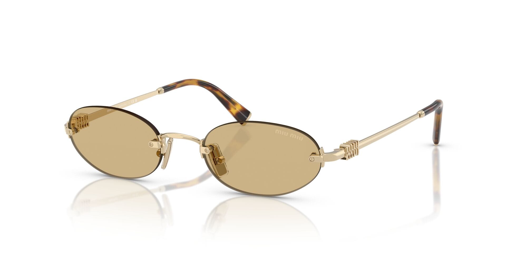 Miu Miu 0MUA54S Sunglass Gold Female RimLess Metal Sunglass — Gold frame — view 1