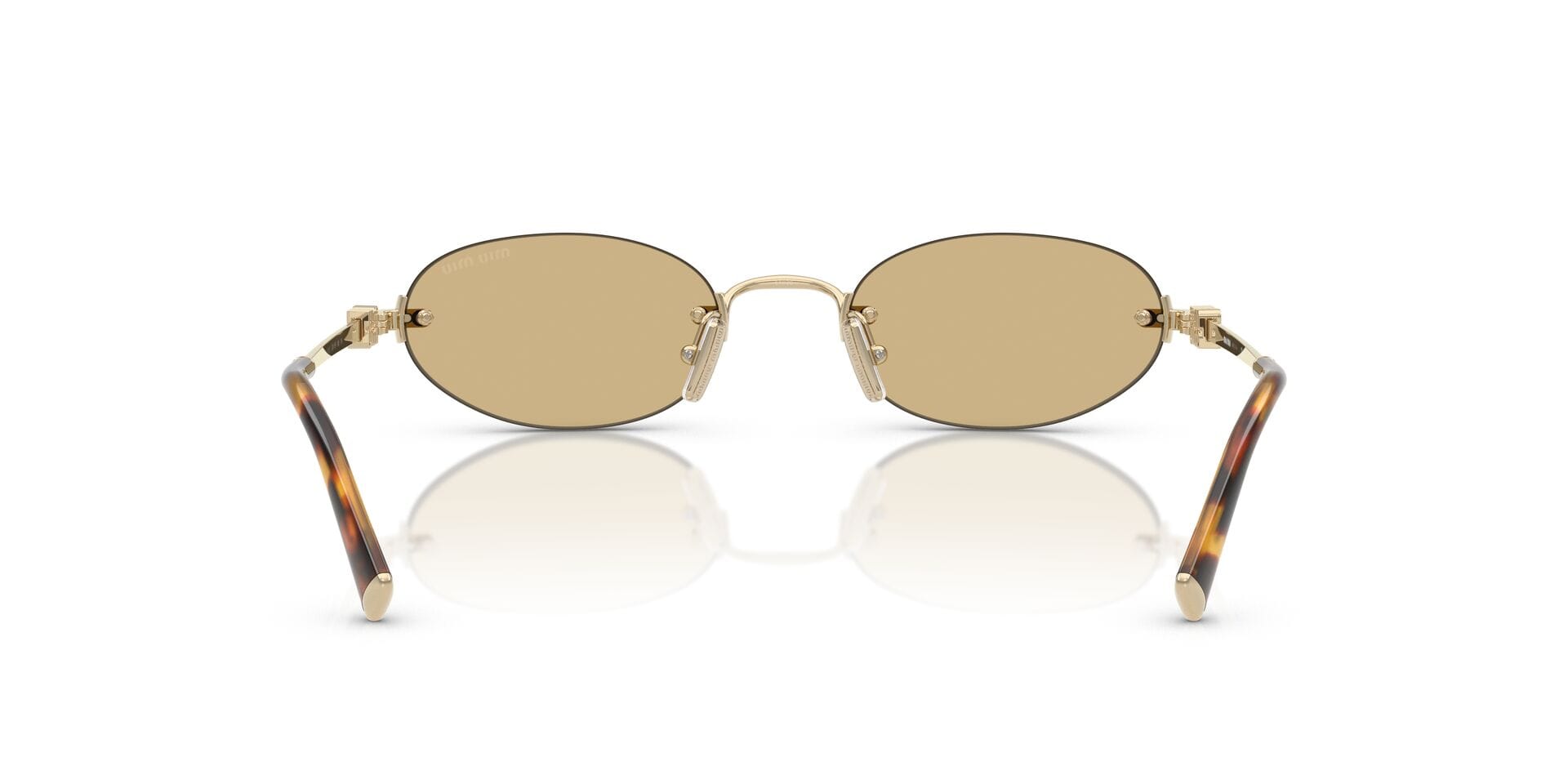 Miu Miu 0MUA54S Sunglass Gold Female RimLess Metal Sunglass — Gold frame — view 2