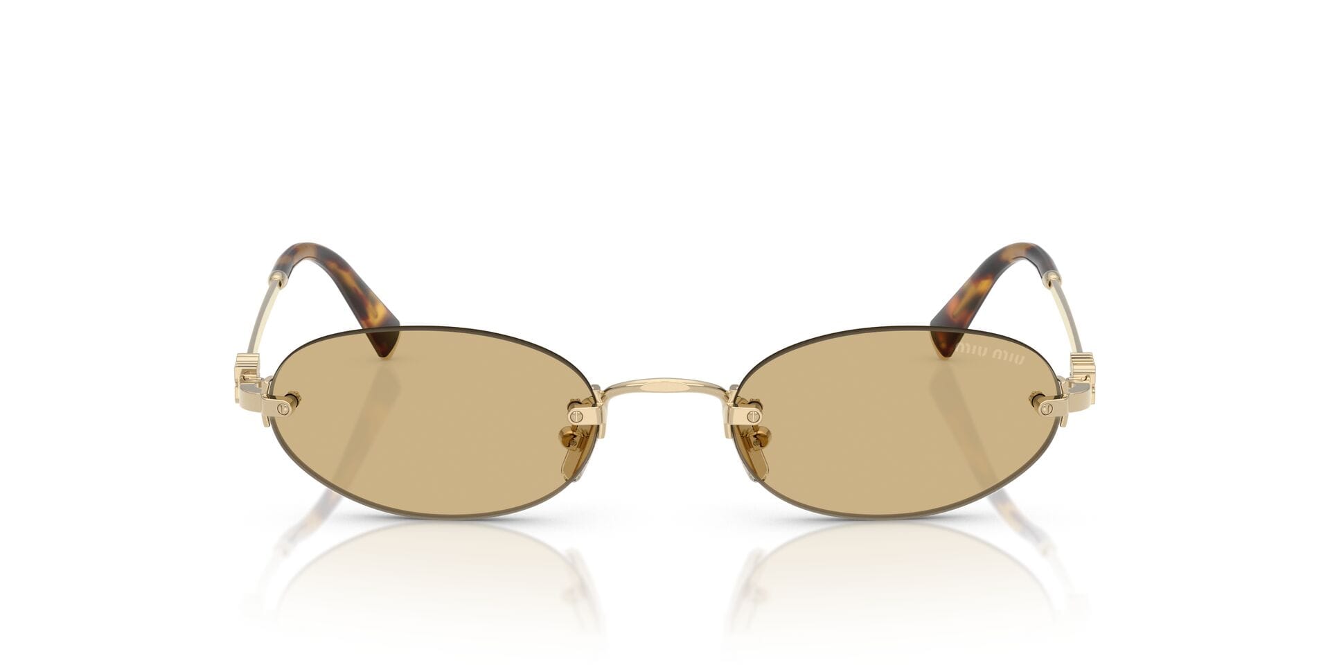 Miu Miu 0MUA54S Sunglass Gold Female RimLess Metal Sunglass — Gold frame — view 4