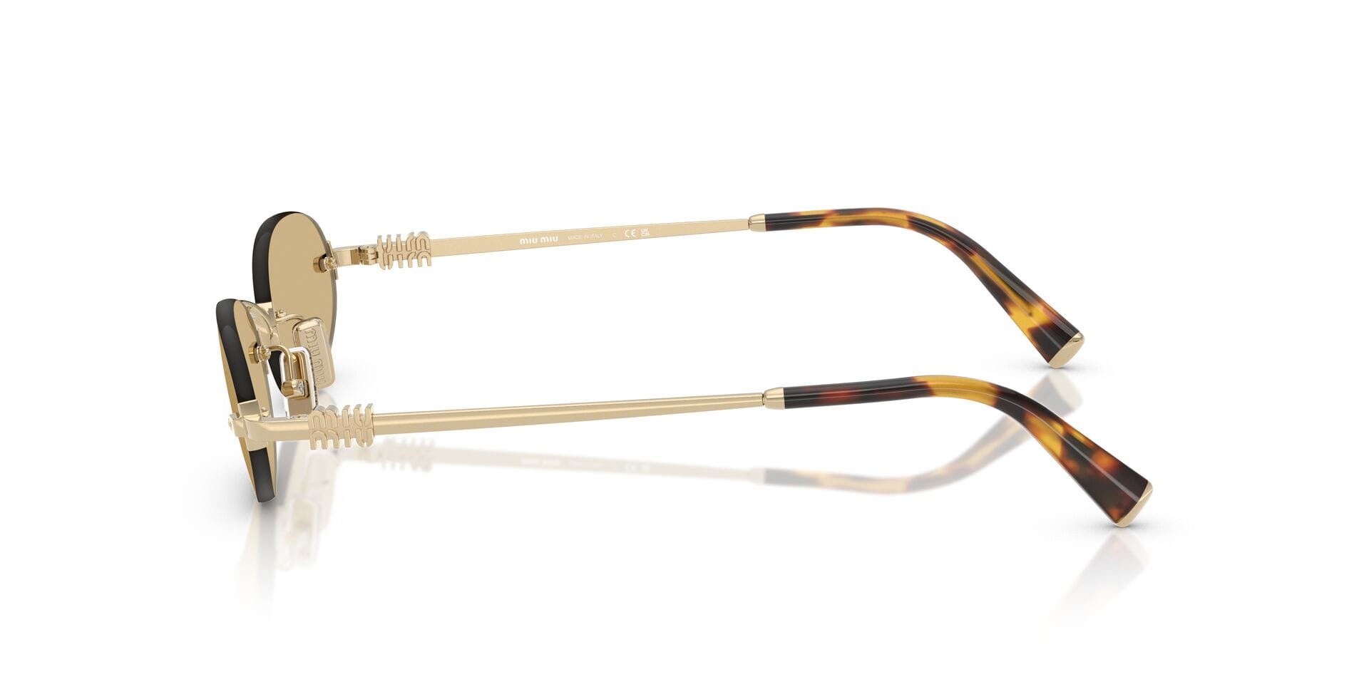 Miu Miu 0MUA54S Sunglass Gold Female RimLess Metal Sunglass — Gold frame — view 5