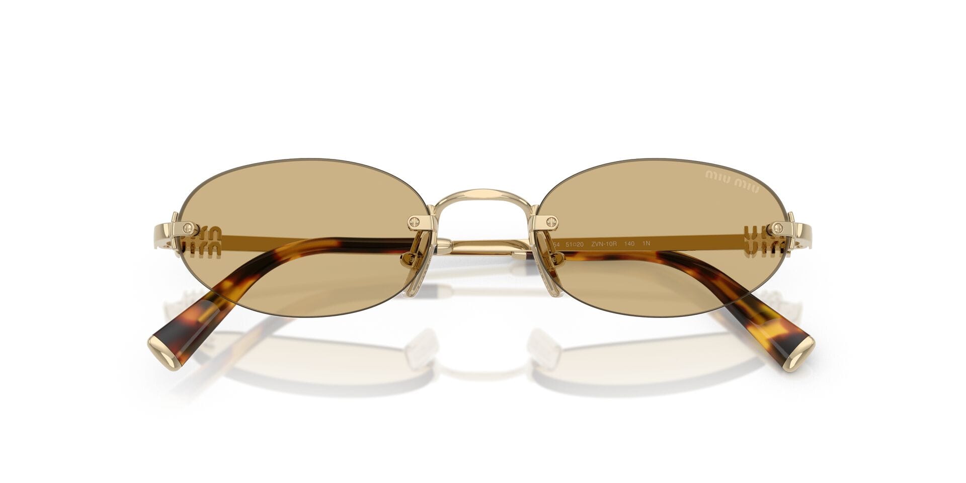 Miu Miu 0MUA54S Sunglass Gold Female RimLess Metal Sunglass — Gold frame — view 7