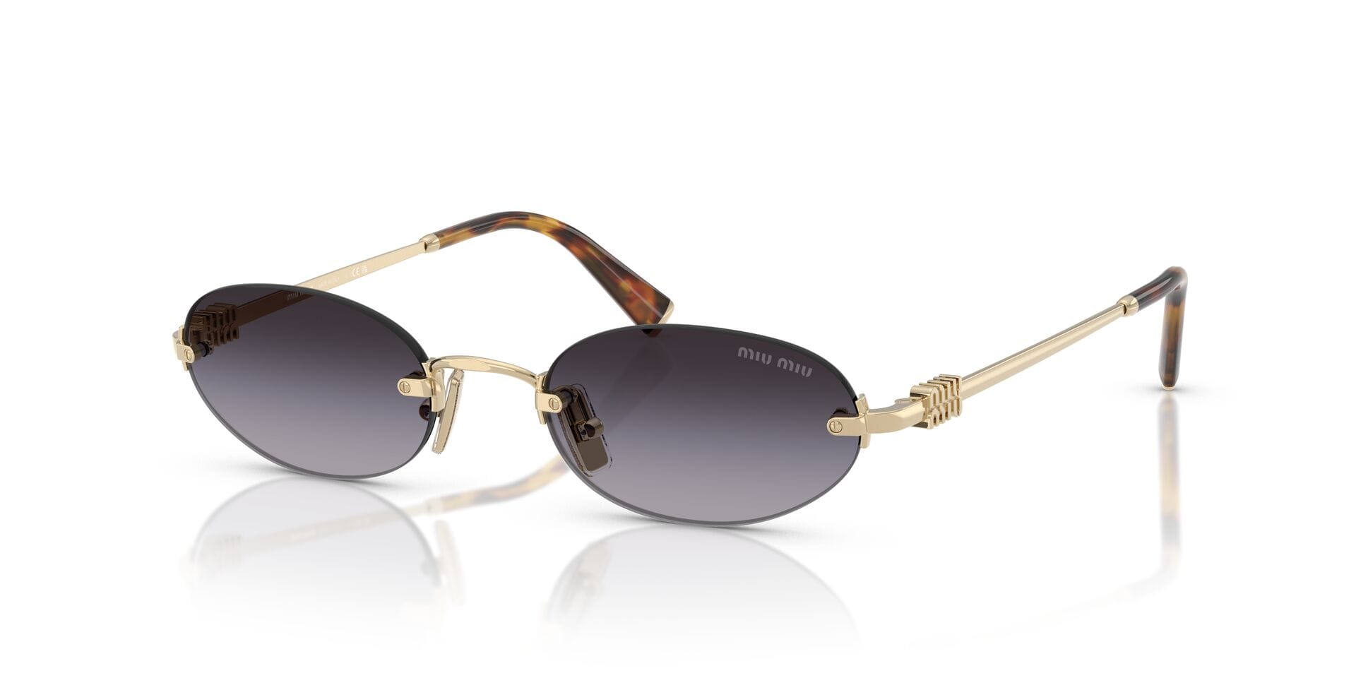 Miu Miu 0MUA54S Sunglass Gold Female RimLess Metal Sunglass — Gold frame — view 1