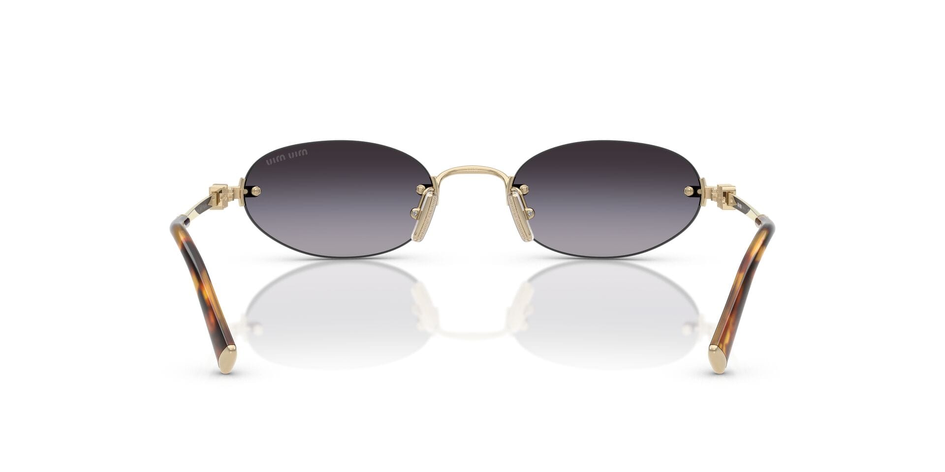 Miu Miu 0MUA54S Sunglass Gold Female RimLess Metal Sunglass — Gold frame — view 2