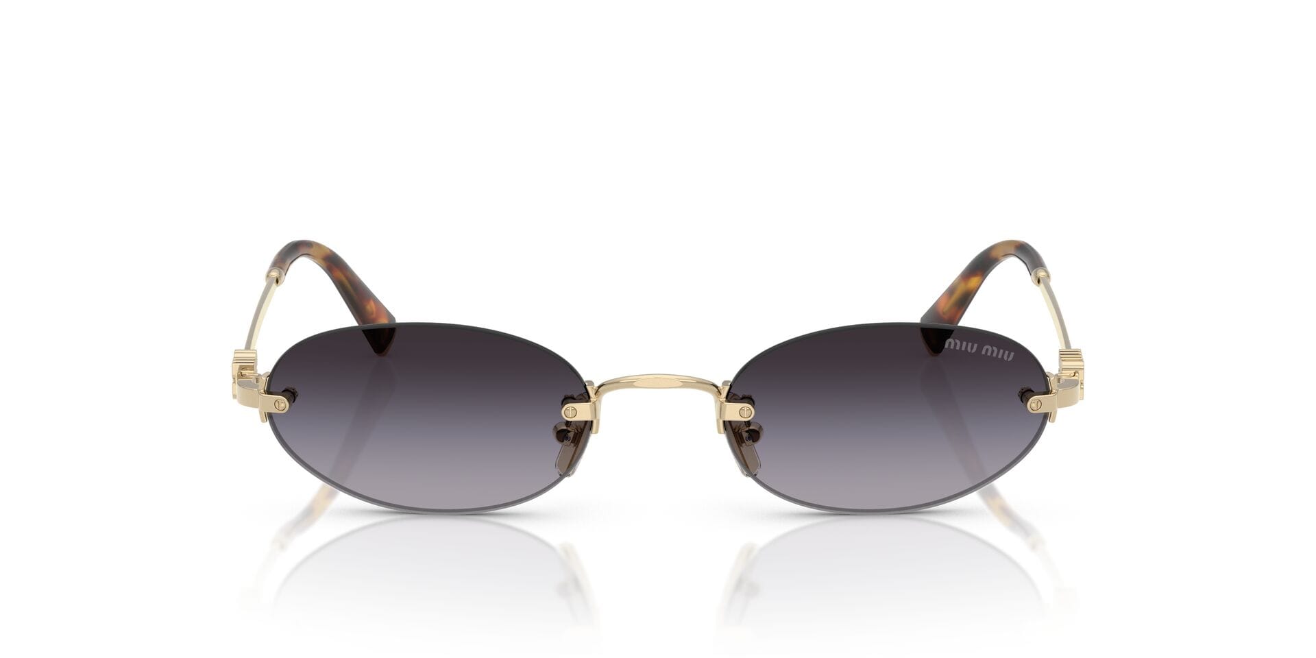 Miu Miu 0MUA54S Sunglass Gold Female RimLess Metal Sunglass — Gold frame — view 4
