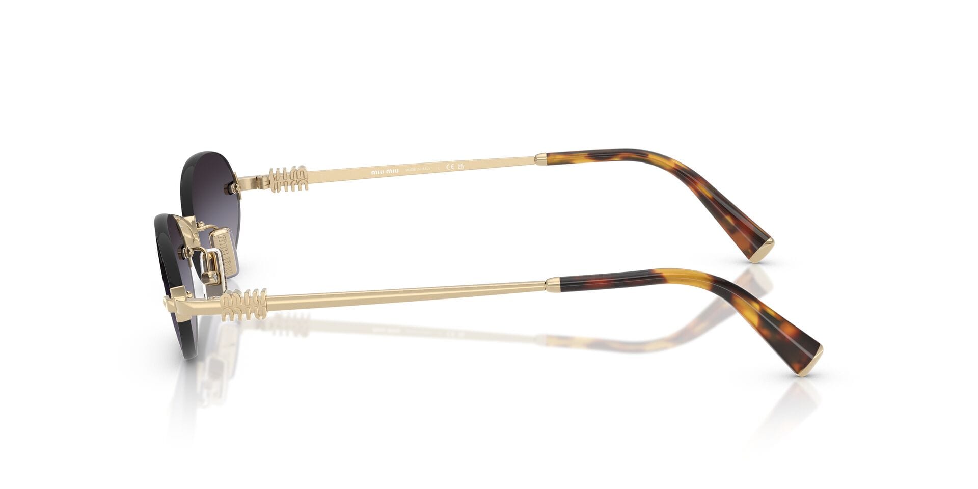 Miu Miu 0MUA54S Sunglass Gold Female RimLess Metal Sunglass — Gold frame — view 5