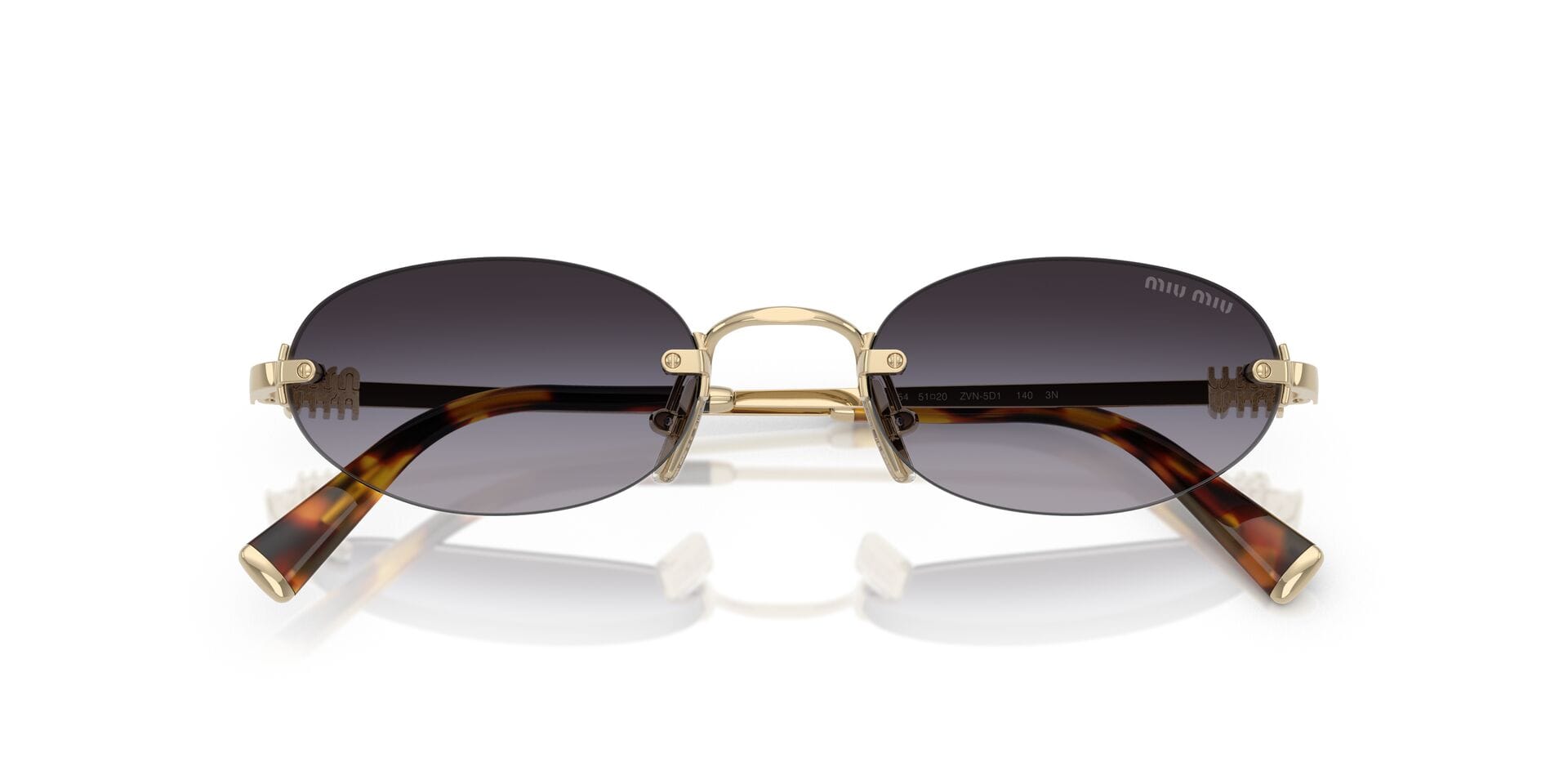 Miu Miu 0MUA54S Sunglass Gold Female RimLess Metal Sunglass — Gold frame — view 7