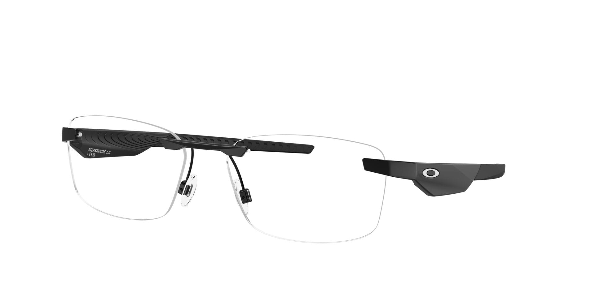 Oakley 0OX3126 Frame Matt Black Unisex RimLess Metal Frame — Matt Black frame — view 3