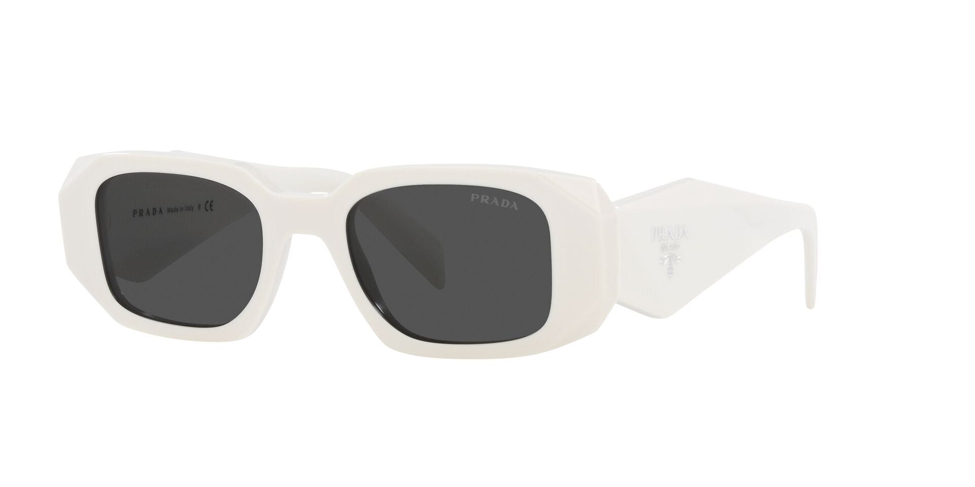Prada 0PR 14WS Sunglass Ivory Female Full Shell — Black frame