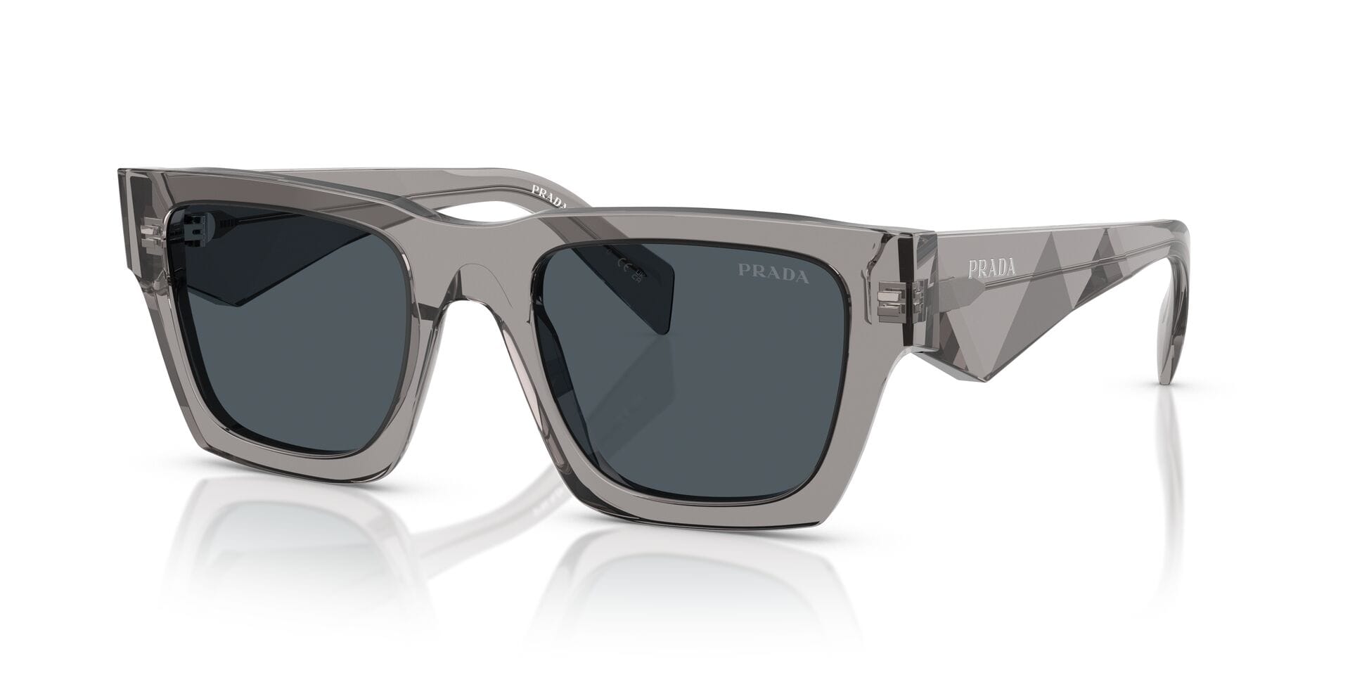 Prada 0PR A06S Sunglass Transparent Grey Male Full Shell — Transparent Grey frame