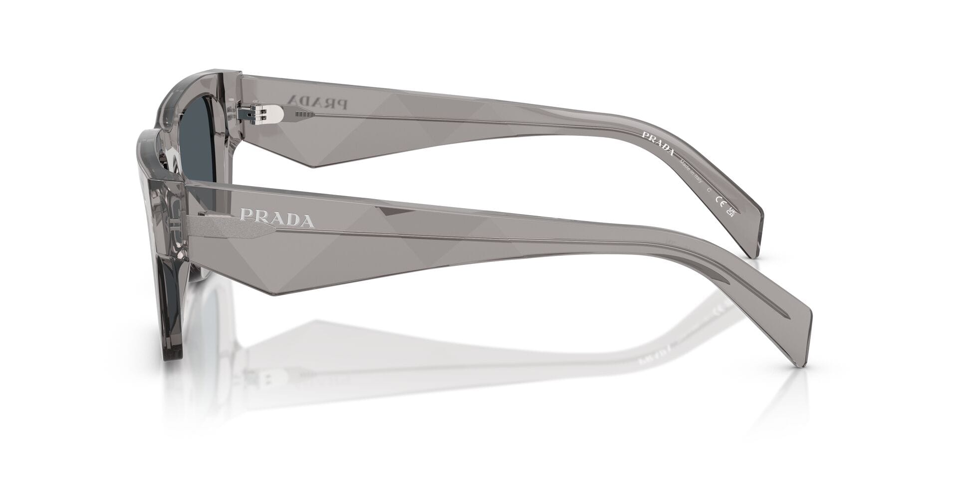 Prada 0PR A06S Sunglass Transparent Grey Male Full Shell Sunglass — Transparent Grey frame — view 3