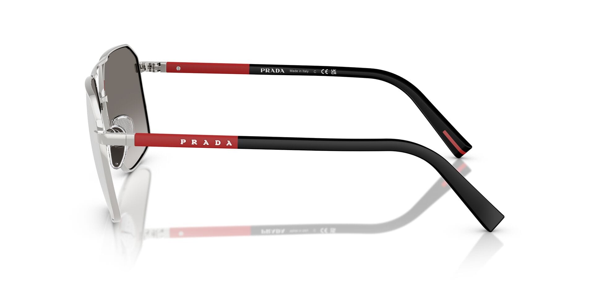 Prada 0PS A50S Sunglass Silver Male Full Shell Sunglass — Silver frame — view 3