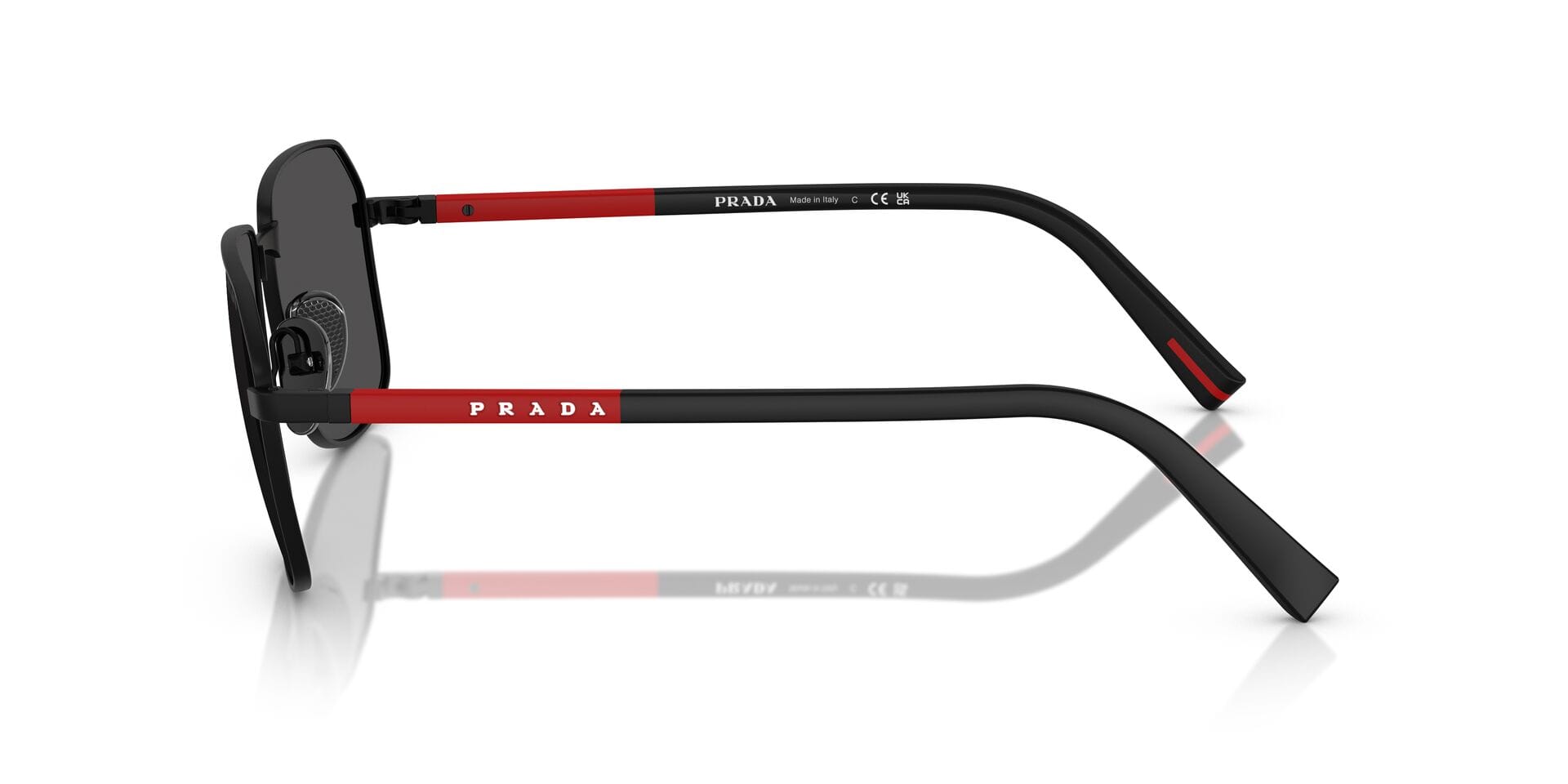 Prada 0PSA51S Sunglass Matt Black Male Full Rubber Sunglass — Matt Black frame — view 3