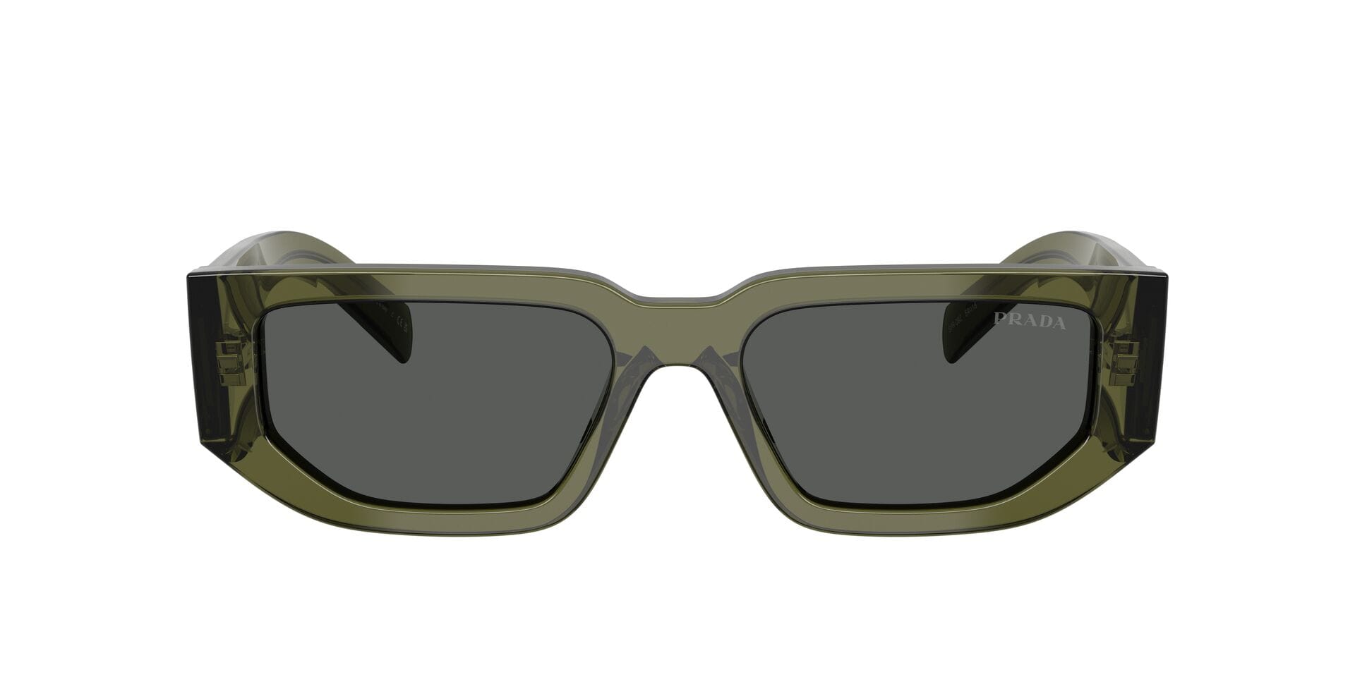 Prada 0PR09ZS Sunglass Transparent Green Male Full Shell Sunglass — Transparent Green frame — view 2