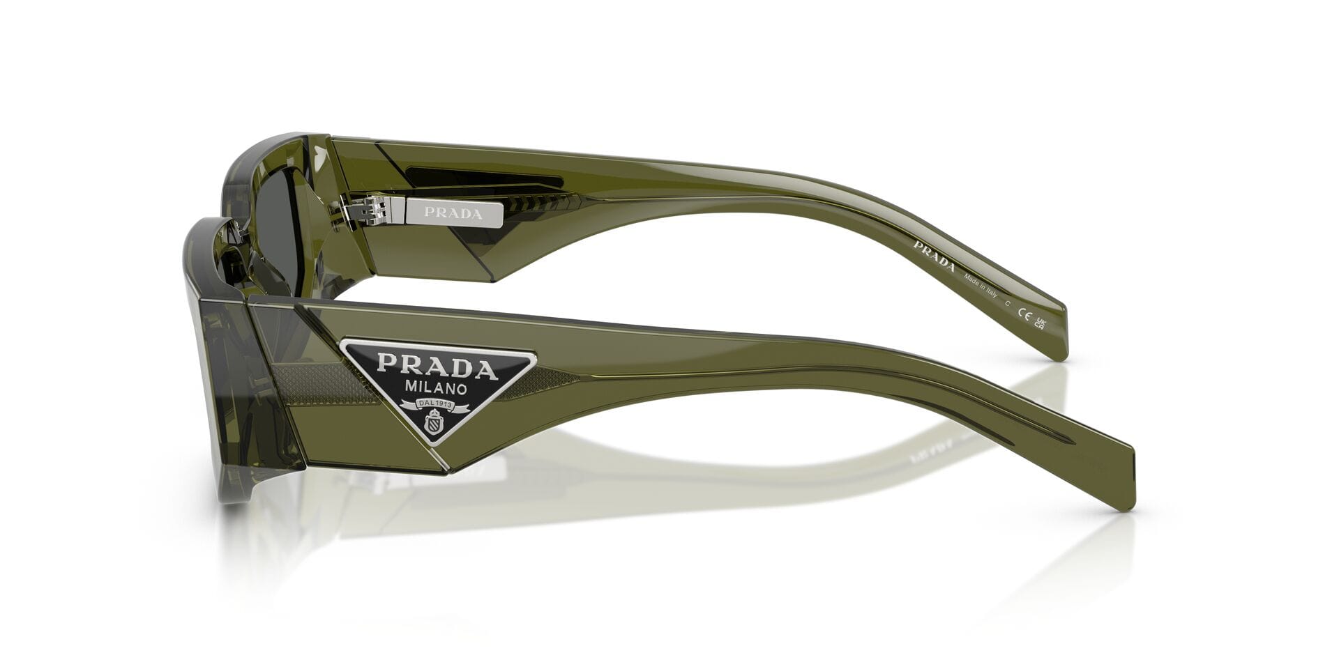 Prada 0PR09ZS Sunglass Transparent Green Male Full Shell Sunglass — Transparent Green frame — view 3
