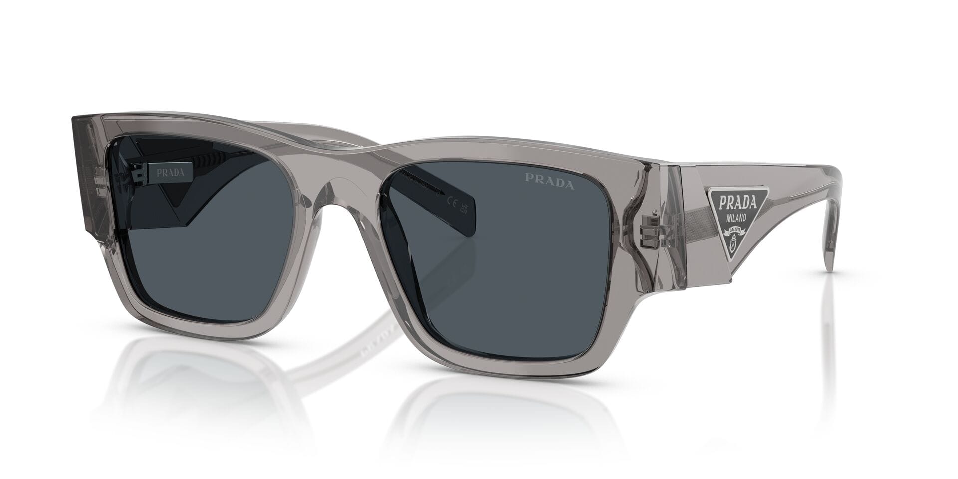 Prada 0PR10ZS Sunglass Transparent Grey Male Full Shell — Transparent Grey frame