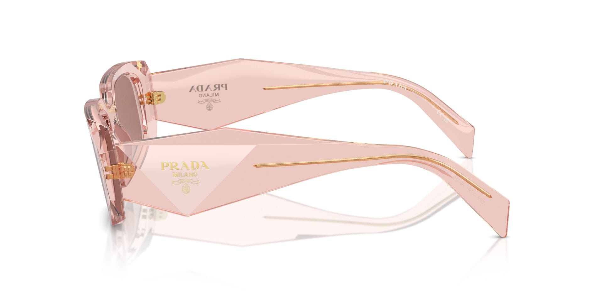 Prada 0PR17WS Sunglass Transparent Pink Female Full Shell Sunglass — Transparent Pink frame — view 2