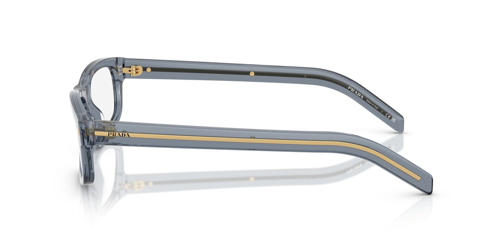 Prada 0PRB02 Frame Transparent Blue Male Full Shell Frame — Transparent Blue frame — view 5