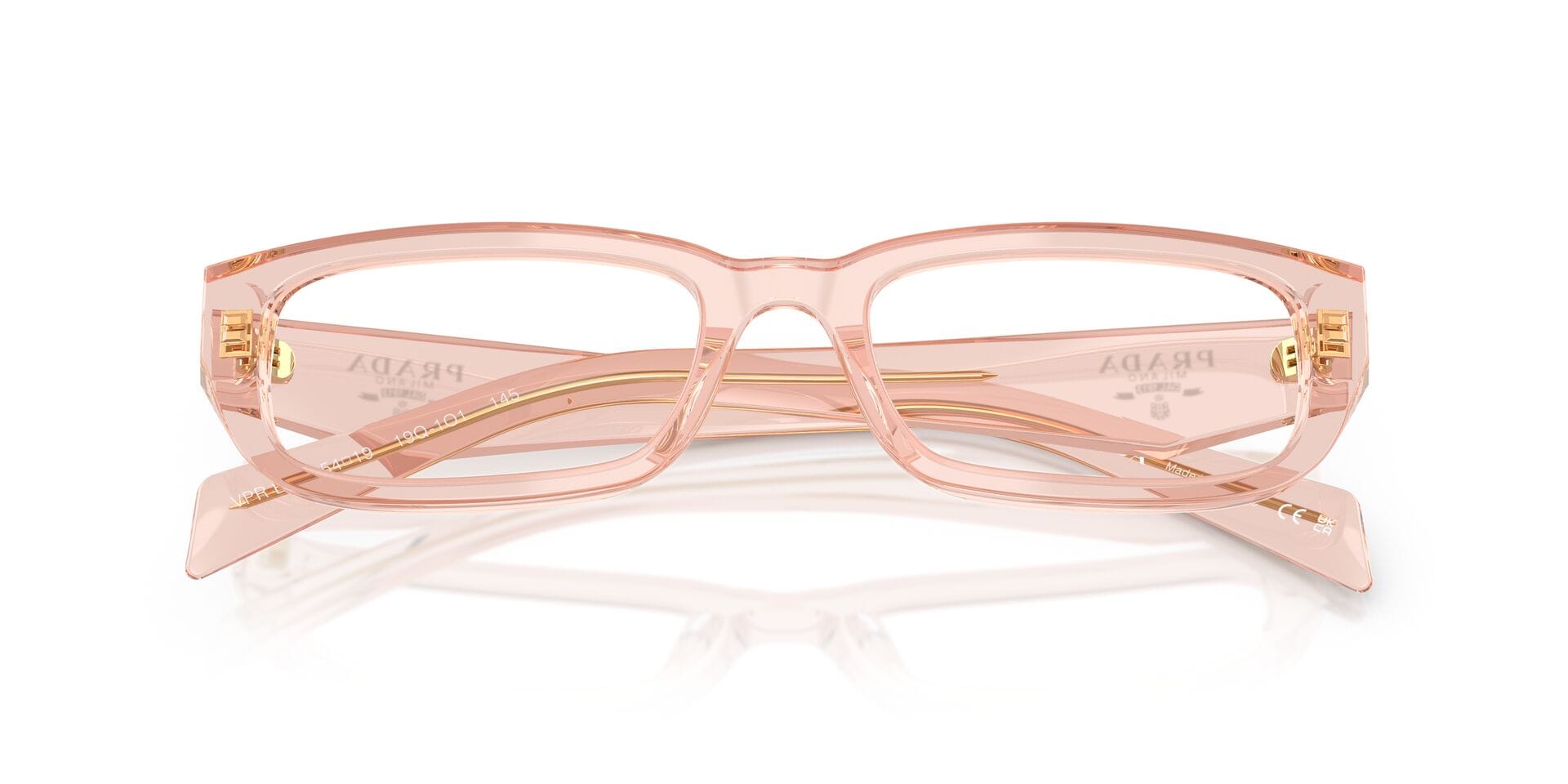 Prada 0PRB05V Frame Transparent Peach Female Full Shell Frame — Transparent Peach frame — view 7