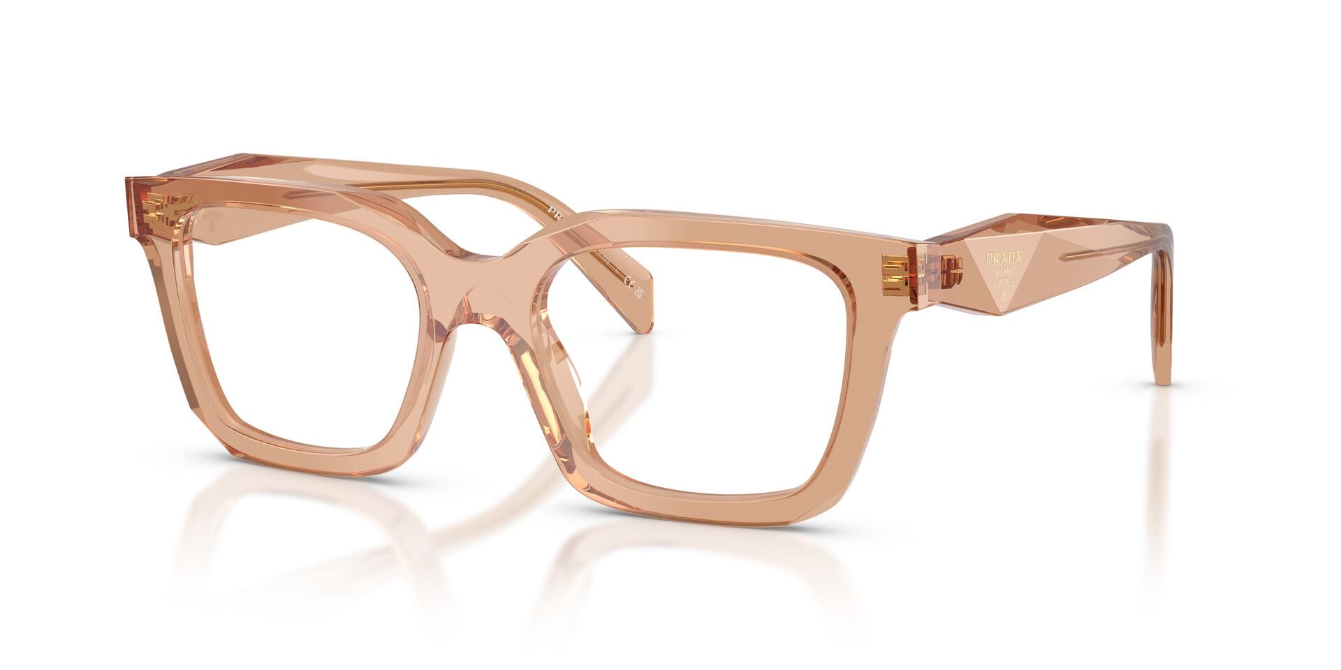 Prada 00PRC08V Frame Transparent Brown Female Full Shell Frame — Transparent Brown frame — view 1