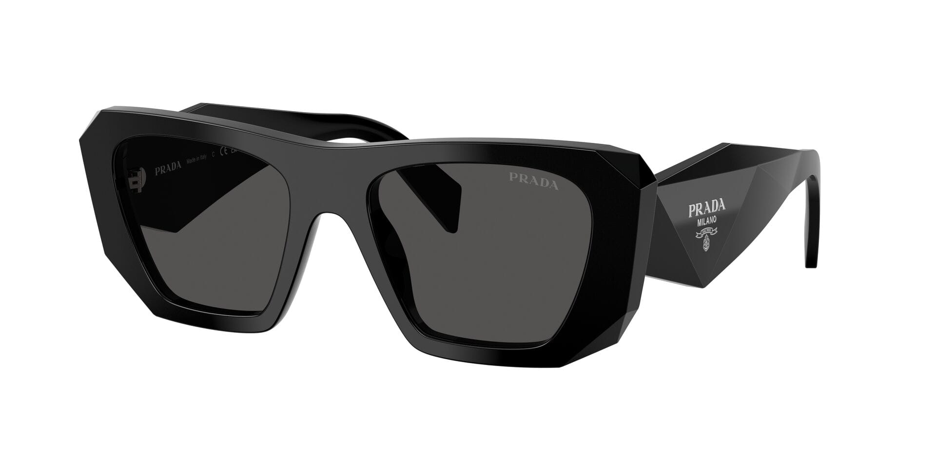 Prada 0PRB18S Sunglass Black Female Full Shell Sunglass — Black frame — view 3