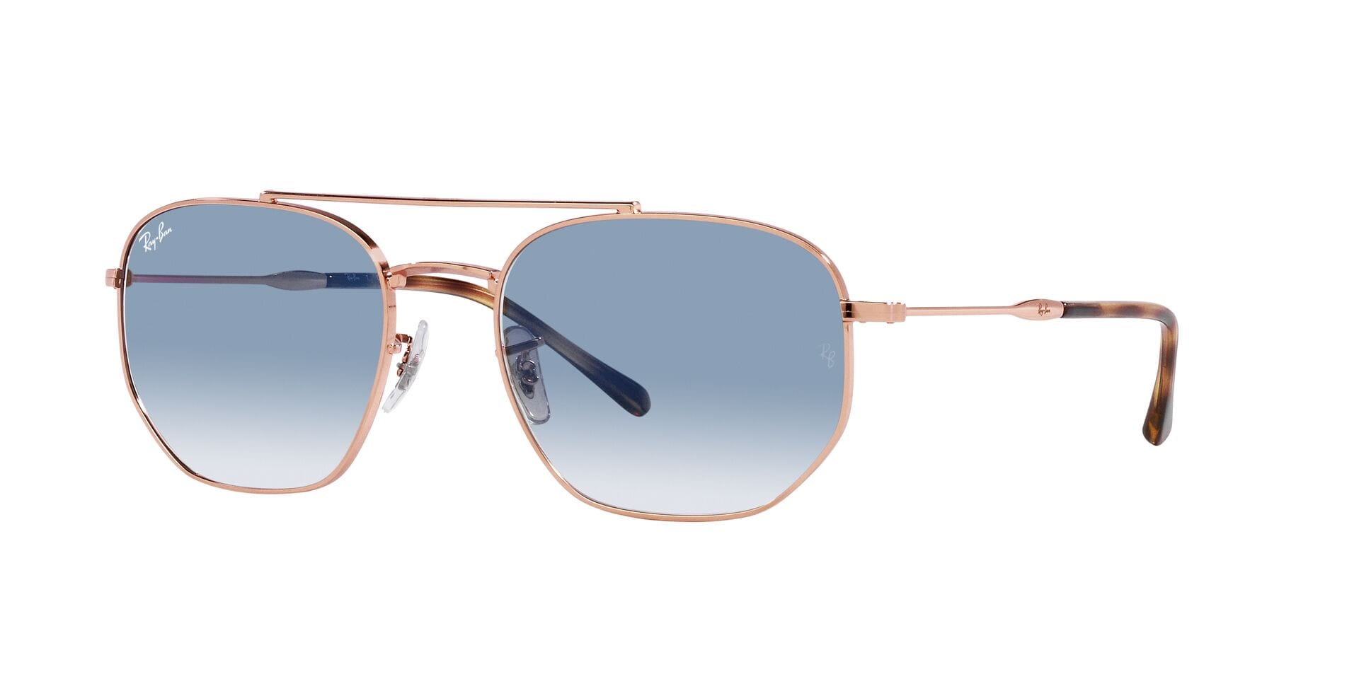 Rayban 0RB3707 Sunglass Rose Gold Unisex Full Metal Sunglass — Rose Gold frame — view 1