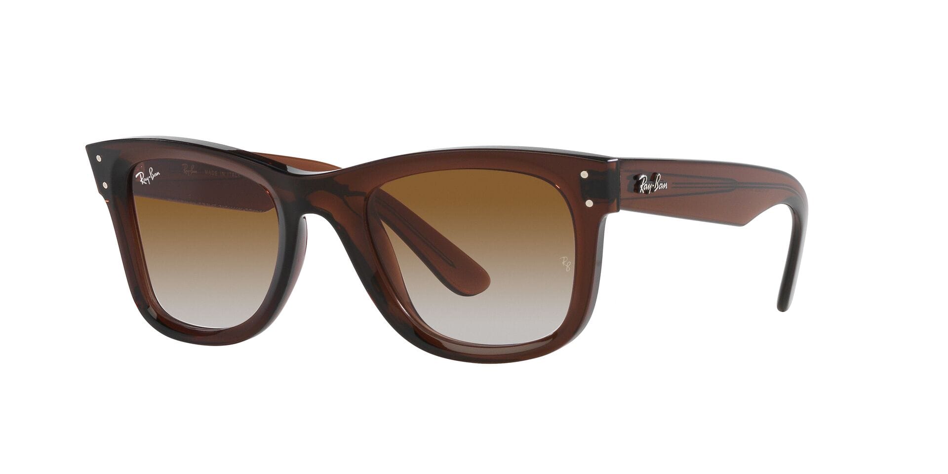 Rayban RB R0502S Sunglass Transparent Brown Unisex Full Shel — Transparent Brown frame