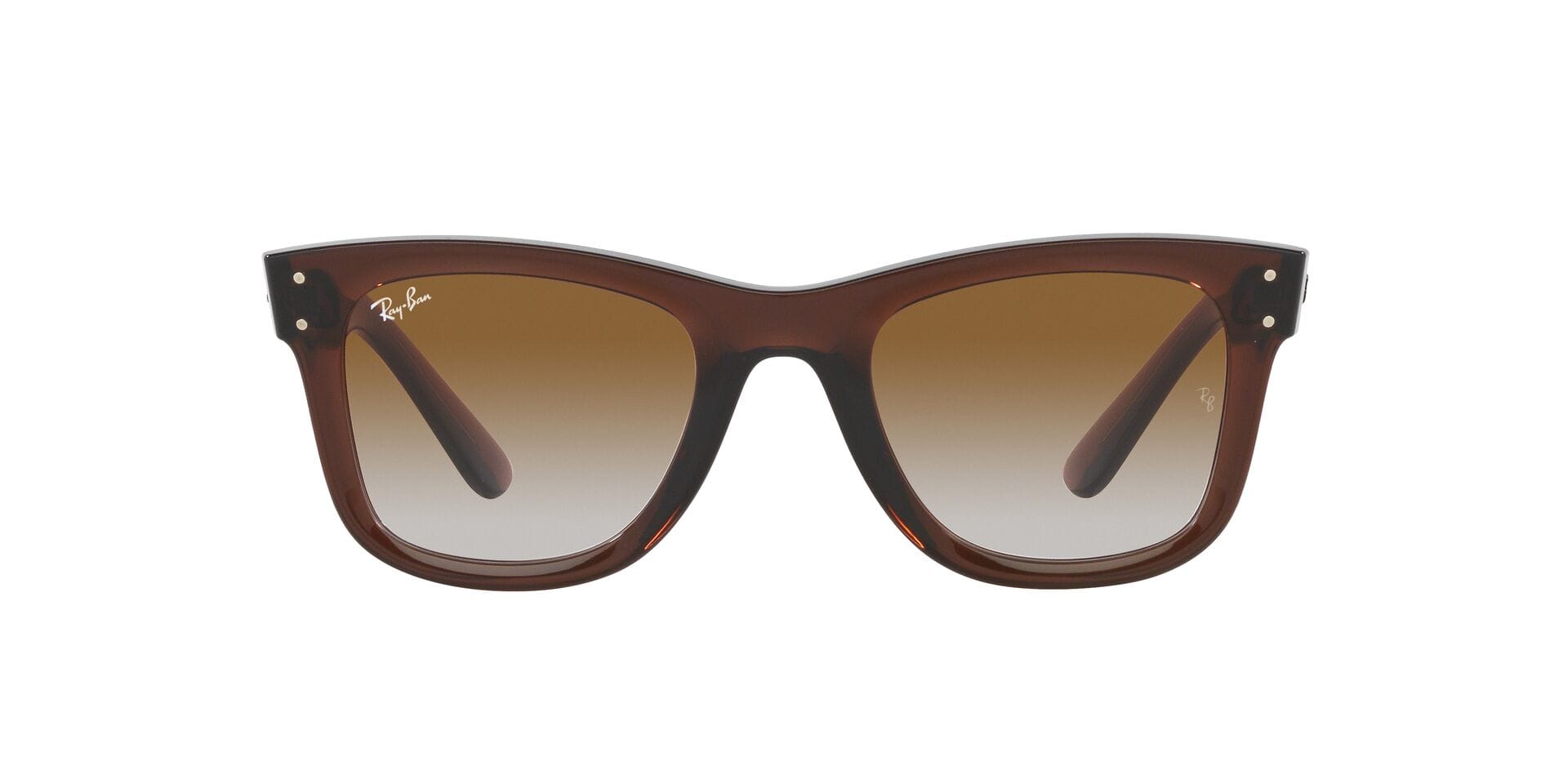 Rayban RB R0502S Sunglass Transparent Brown Unisex Full Shel Sunglass — Transparent Brown frame — view 3
