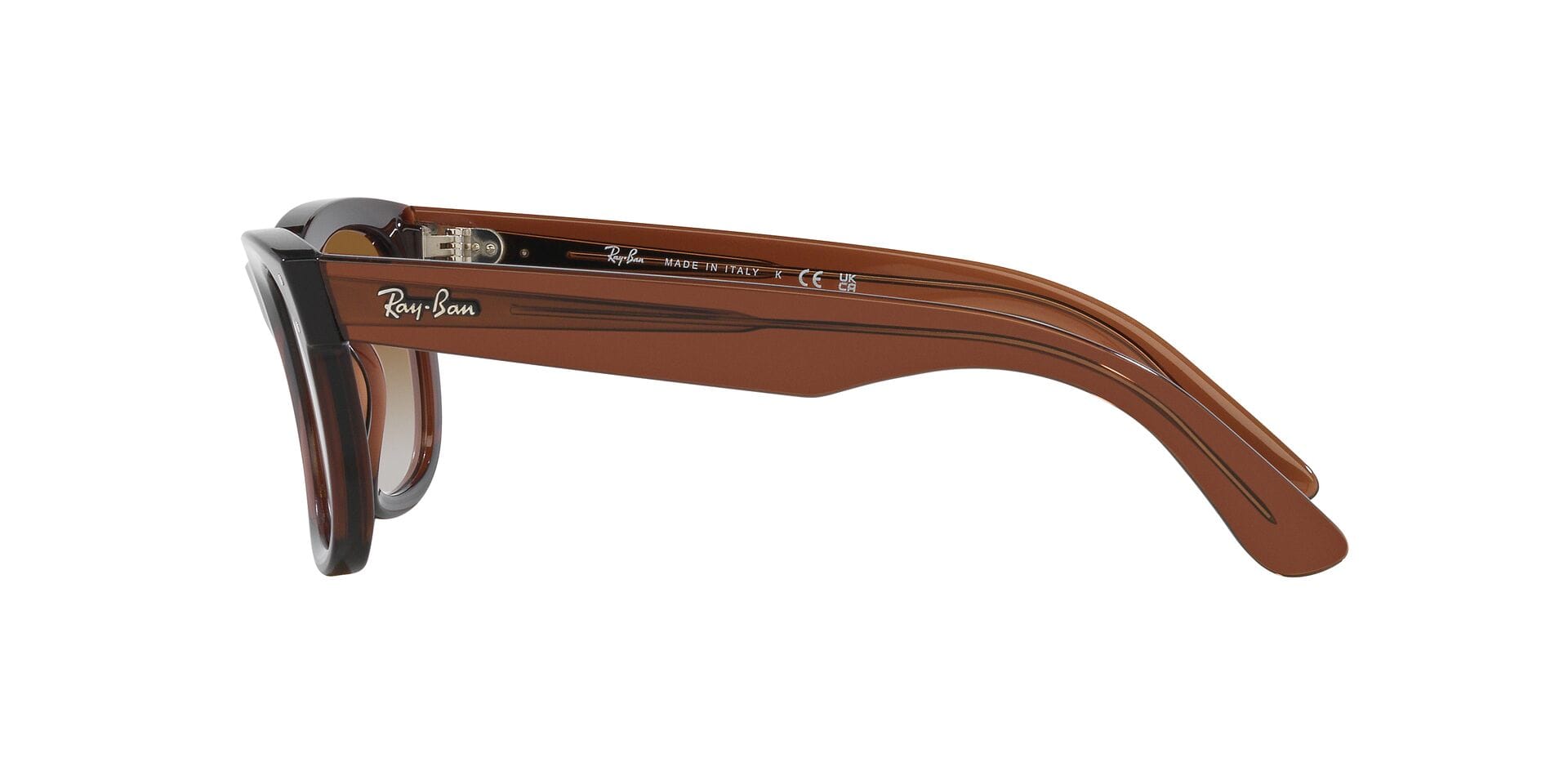 Rayban RB R0502S Sunglass Transparent Brown Unisex Full Shel Sunglass — Transparent Brown frame — view 6