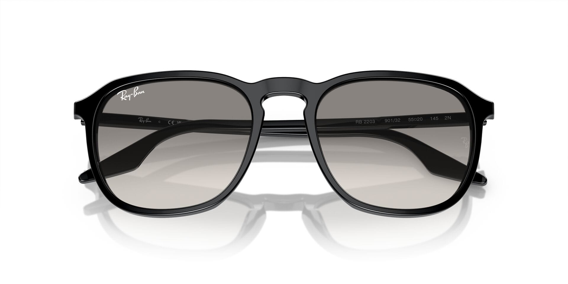Rayban 0RB2203 Sunglass Black Unisex Full Shell Sunglass — Black frame — view 10