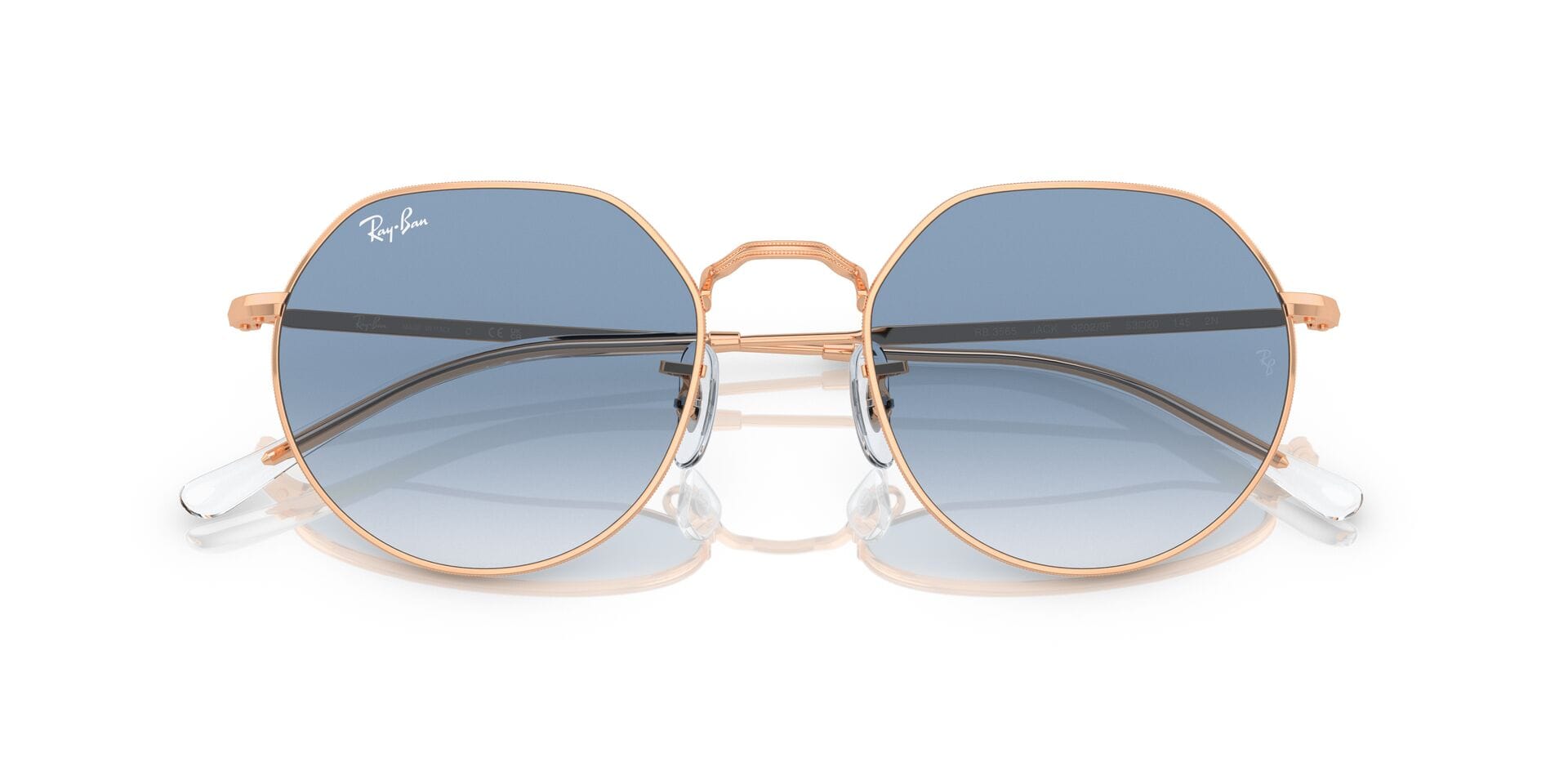 Rayban 0RB3565 Sunglass Rose Gold Unisex Full Metal Sunglass — Rose Gold frame — view 10