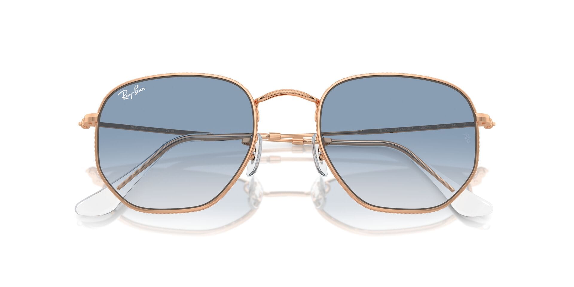 Rayban 0RB3548 Sunglass Rose Gold Unisex Full Metal Sunglass — Rose Gold frame — view 9