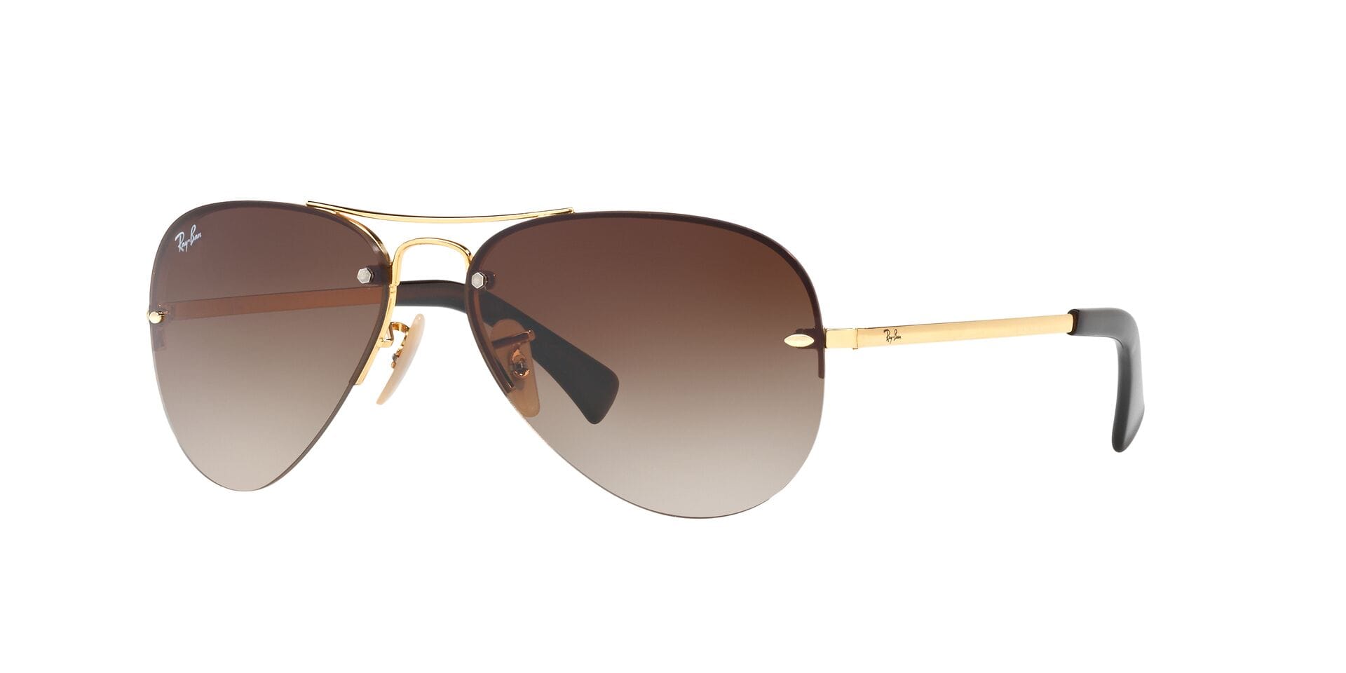 Rayban RB3449 Sunglass Gold Male RimLess Metal Sunglass — Gold frame — view 1