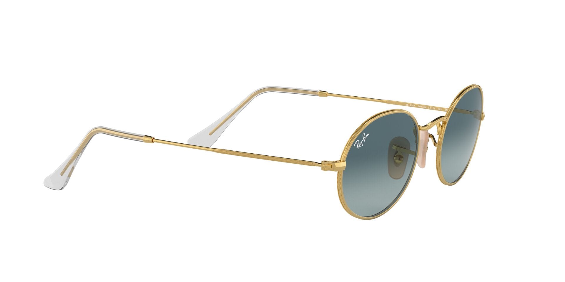 Rayban RB 3547 001/3M 2N OVAL 0RB3547 Sunglass Gold Unisex Metal Me Sunglass — Gold frame — view 11