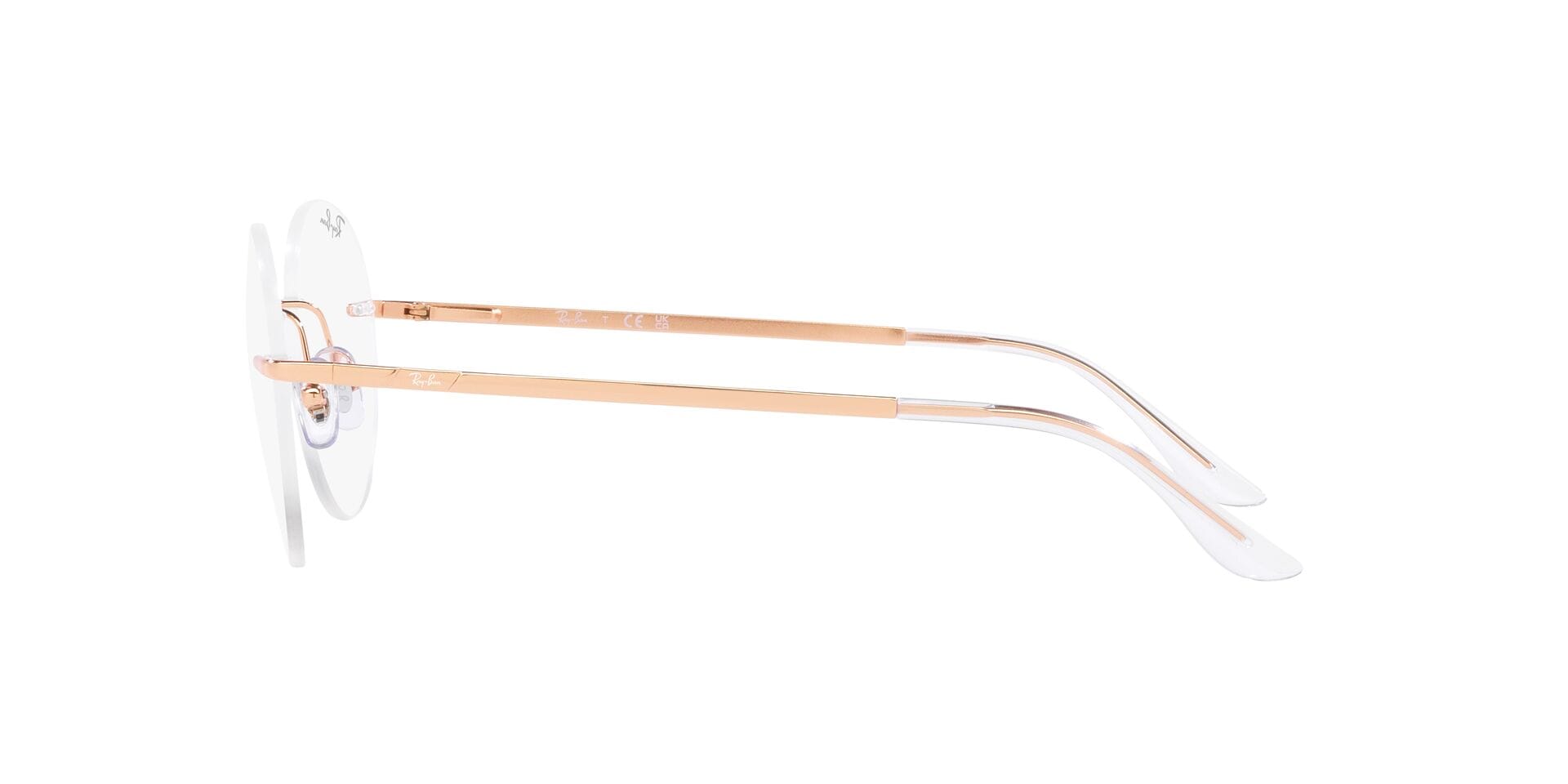 Rayban 0RX6505I Frame Rose Gold Unisex RimLess Metal Frame — Rose Gold frame — view 3