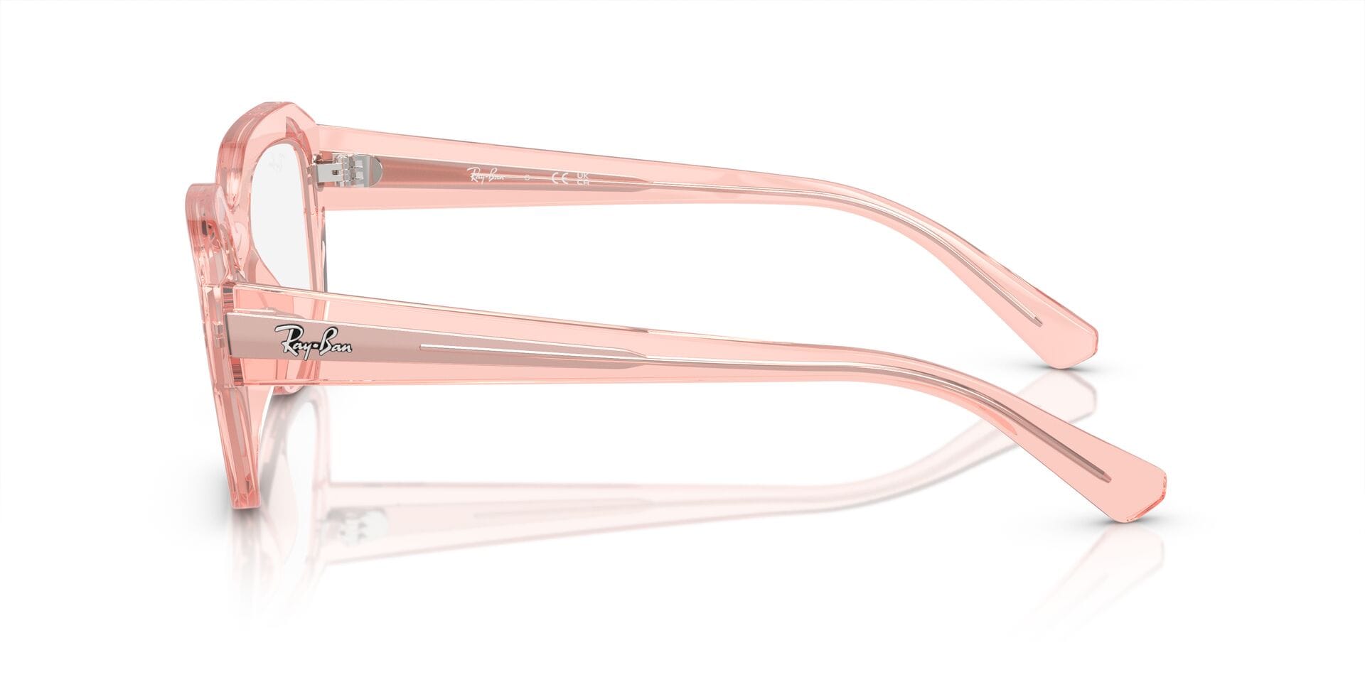 Rayban FR Rayban 0EX7225 Frame Transparent Pink Female Shell Shell Frame — Transparent Pink frame — view 3
