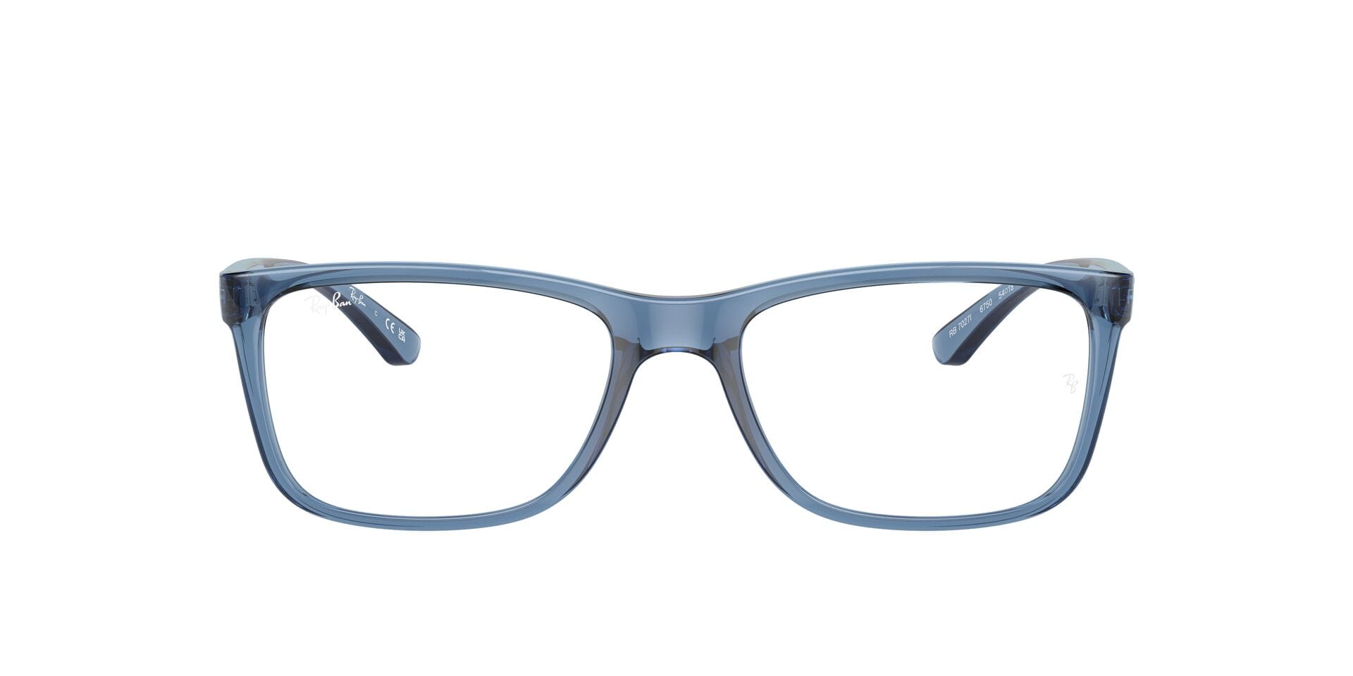 Rayban 0RX7027I Frame Transparent Blue Unisex Full Shell Frame — Transparent Blue frame — view 2