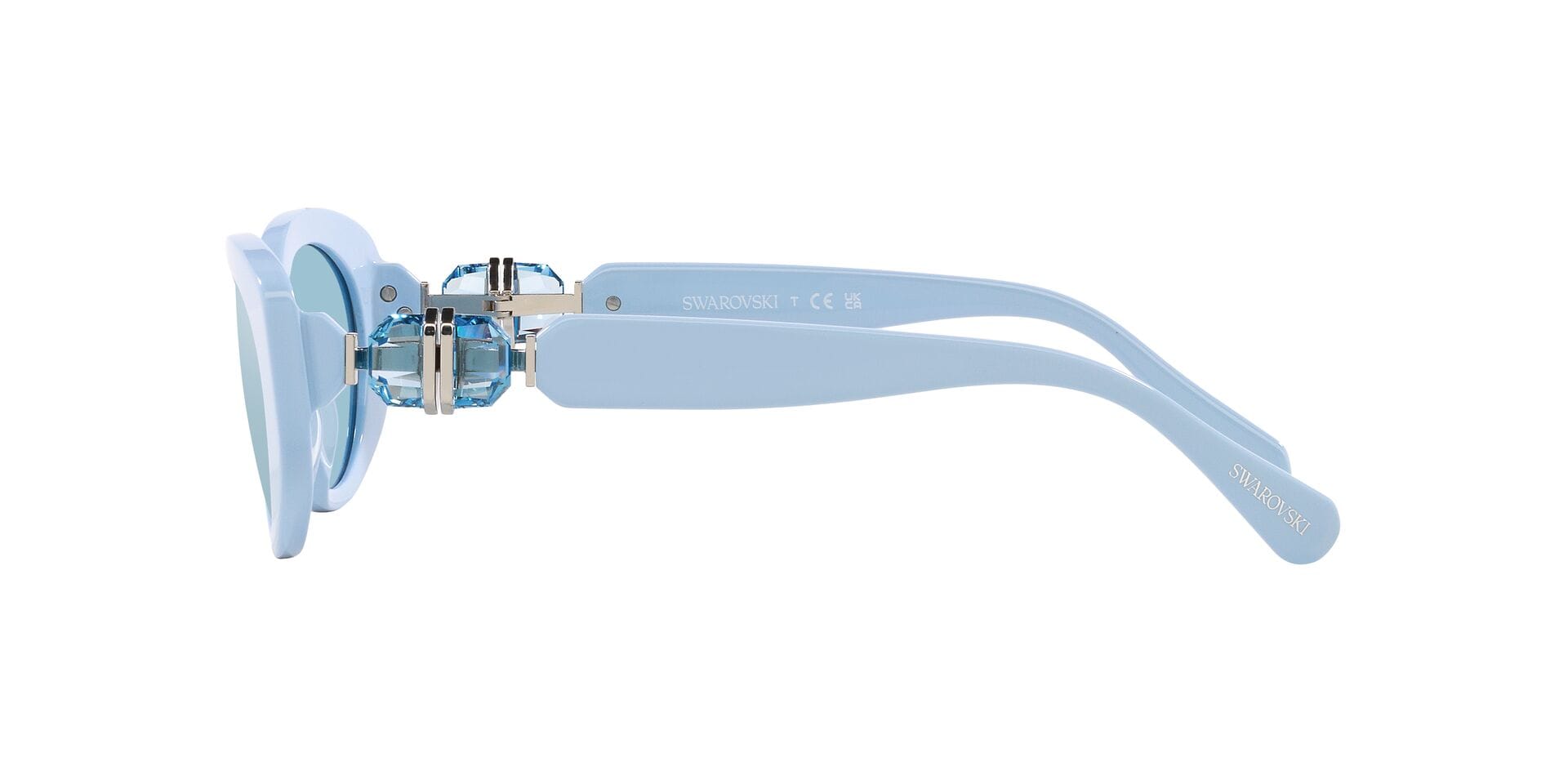 Swarovski 0SK6002 Sunglass Blue Female Full Shell Sunglass — Blue frame — view 3