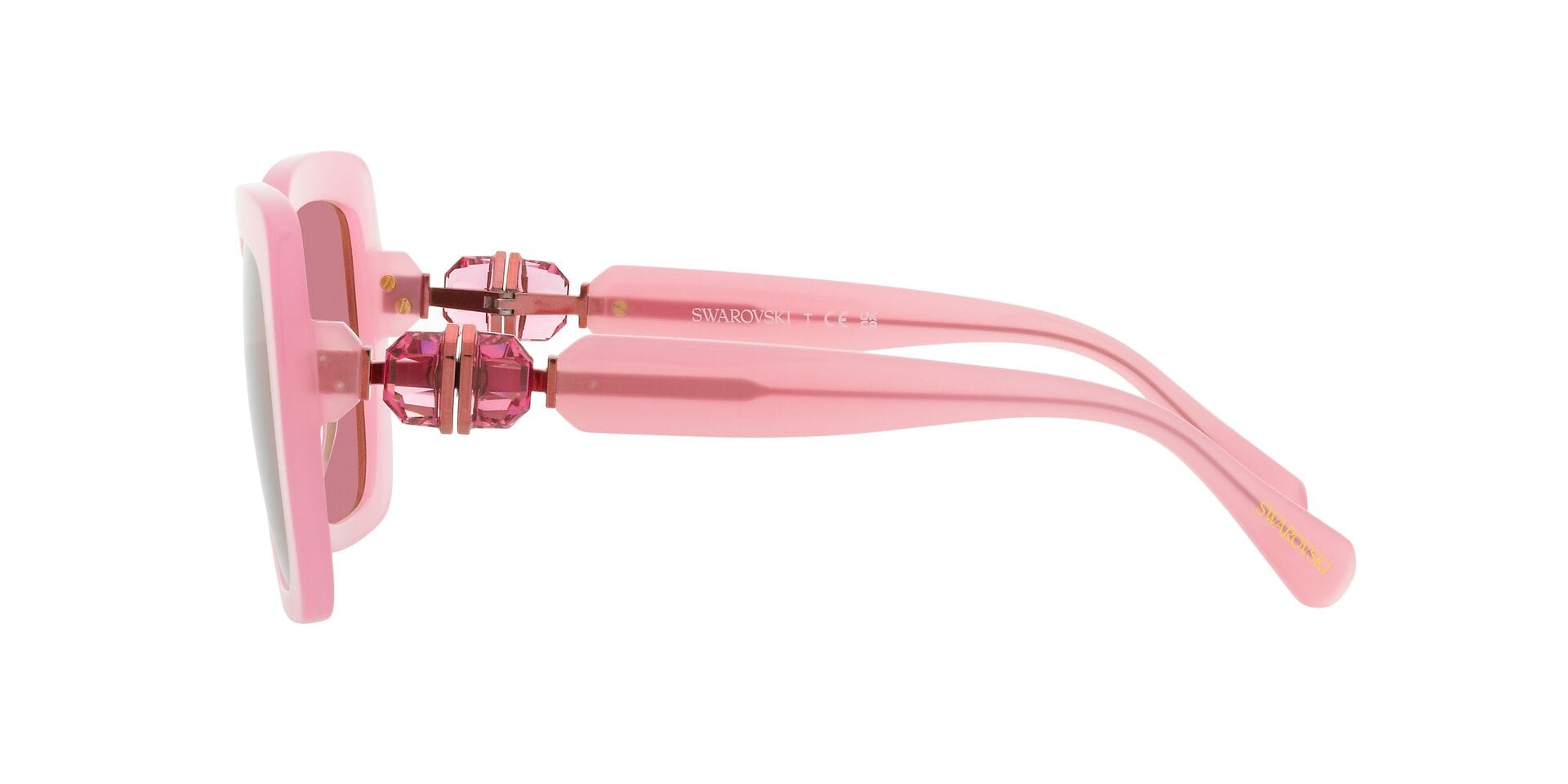 Swarovski 0SK6001 Sunglass Transparent Pink Female Full Shel Sunglass — Transparent Pink frame — view 3