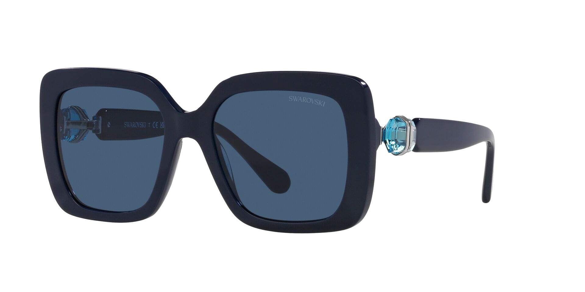 Swarovski 0SK6001 Sunglass Blue Female Full Shell Sunglass — Blue frame — alternate view