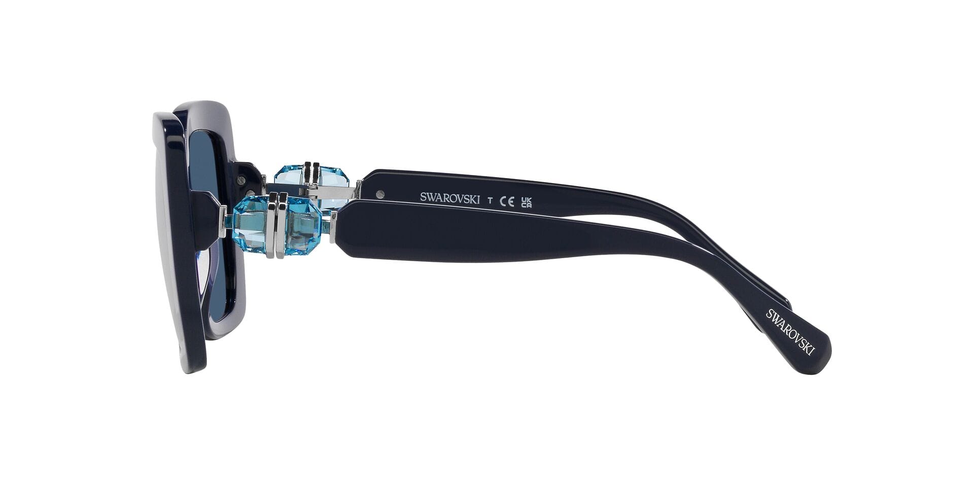 Swarovski 0SK6001 Sunglass Blue Female Full Shell Sunglass — Blue frame — view 3