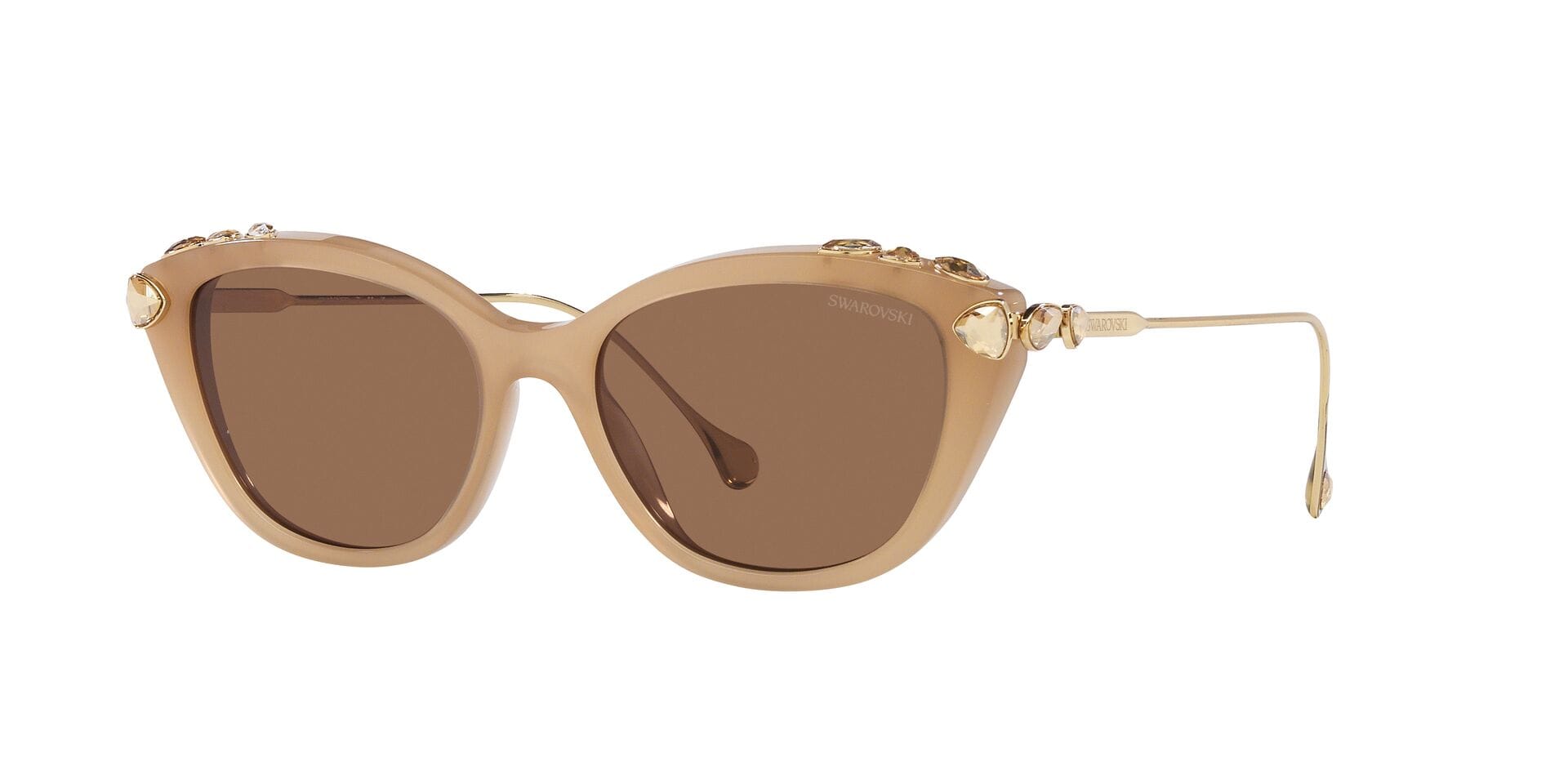 Swarovski 0SK6010 Sunglass Beige Female Full Metal Sunglass — Beige frame — alternate view