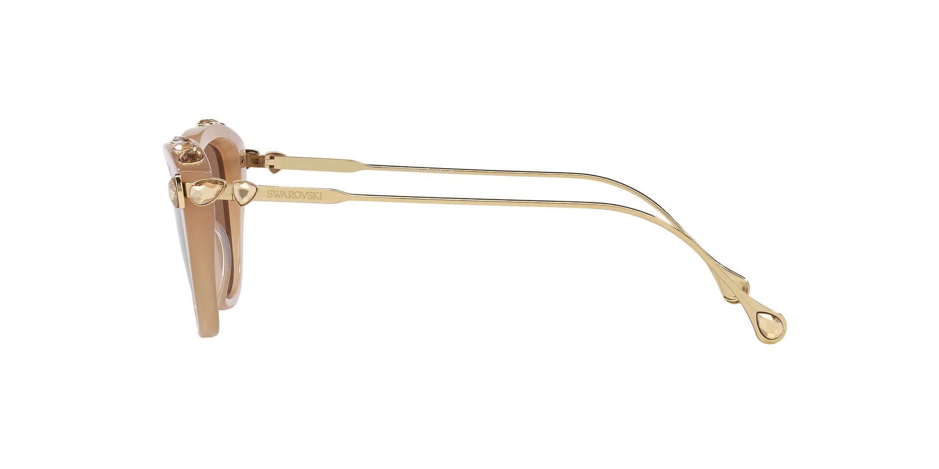Swarovski 0SK6010 Sunglass Beige Female Full Metal Sunglass — Beige frame — view 3