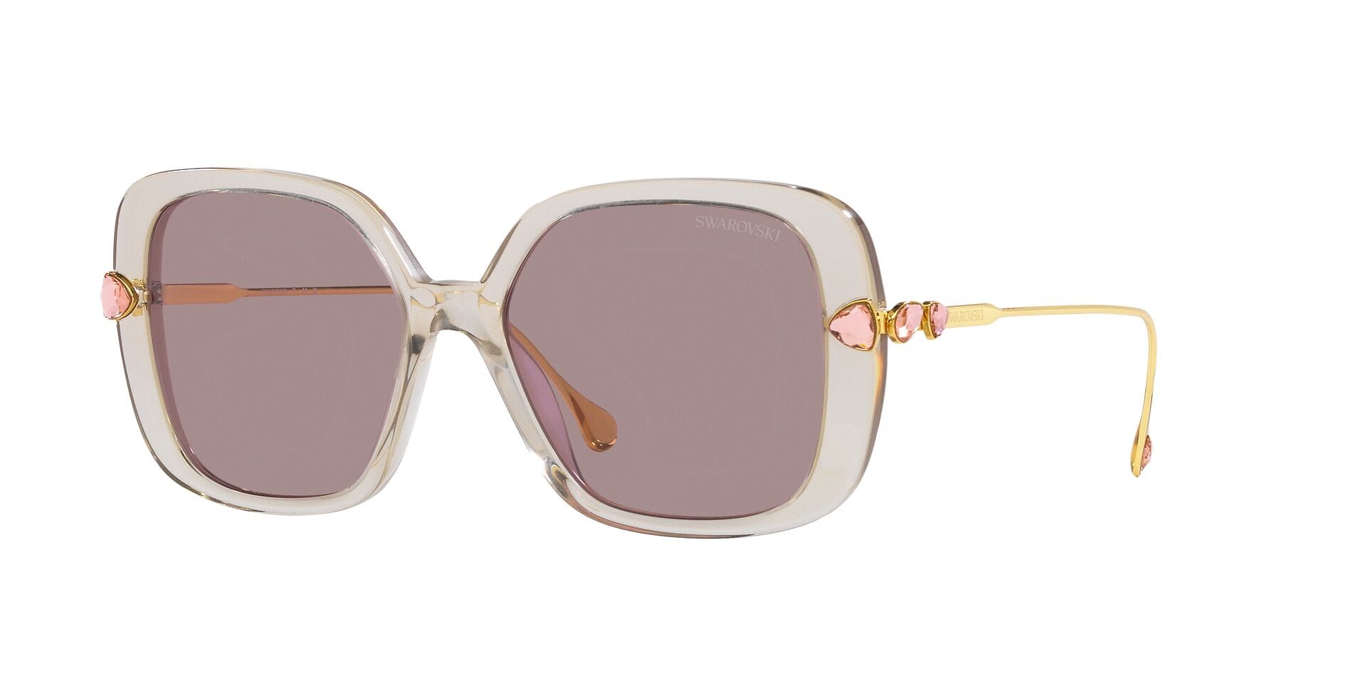 Swarovski 0SK6011 Sunglass Transparent Brown Female Full Met Sunglass — Transparent Brown frame — alternate view