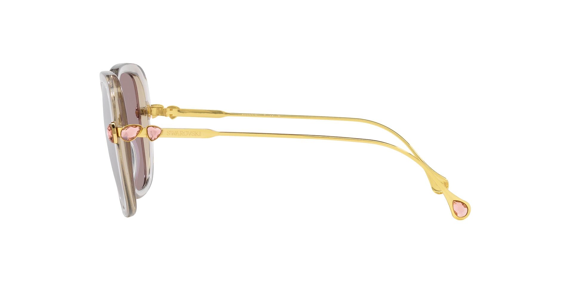 Swarovski 0SK6011 Sunglass Transparent Brown Female Full Met Sunglass — Transparent Brown frame — view 3