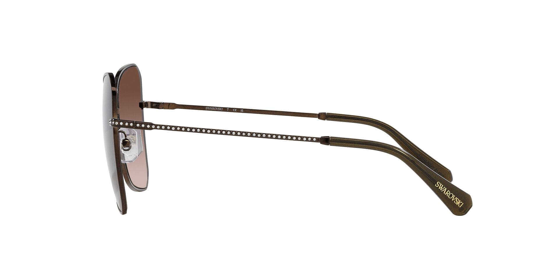 Swarovski 0SK7008 Sunglass Brown Female Full Metal Sunglass — Brown frame — view 3
