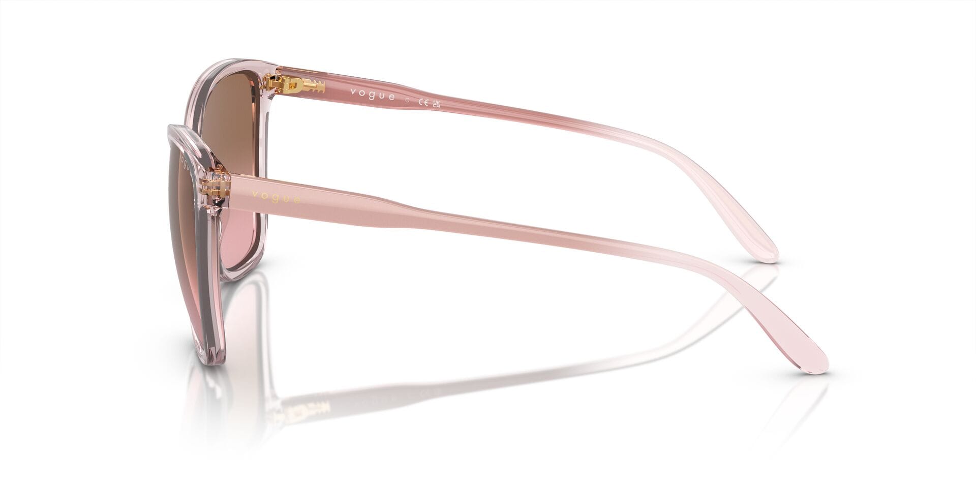 Vogue 0VO5520S Sunglass Transparent Pink Female Full Shell Sunglass — Transparent Pink frame — view 4