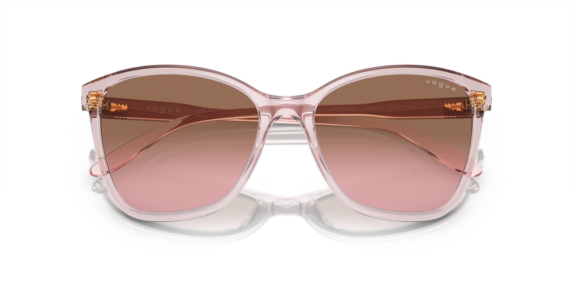 Vogue 0VO5520S Sunglass Transparent Pink Female Full Shell Sunglass — Transparent Pink frame — view 5